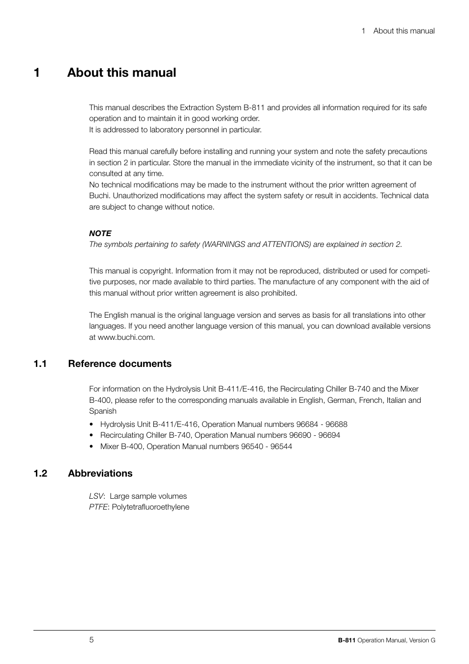 1about this manual | BUCHI Extraction System B-811 LSV User Manual | Page 5 / 54