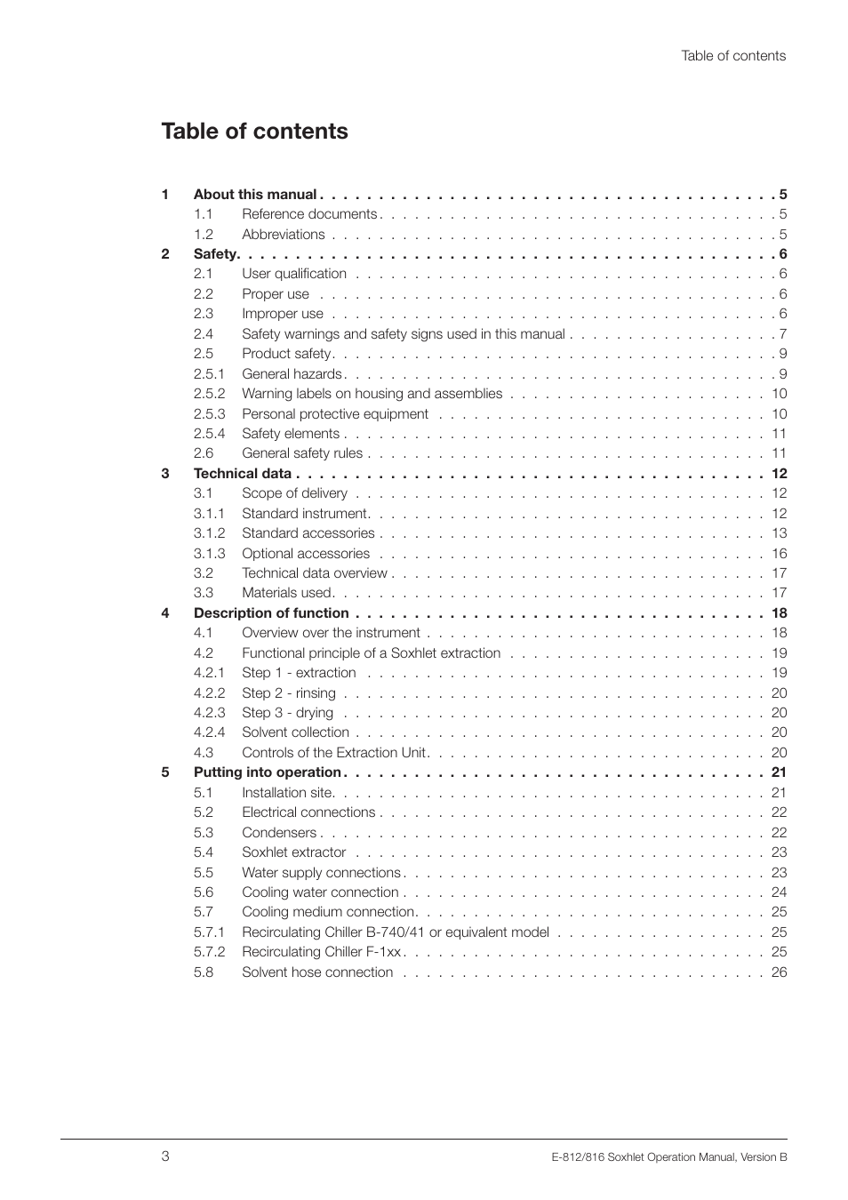 BUCHI Extraction Unit E-816 SOX User Manual | Page 3 / 56