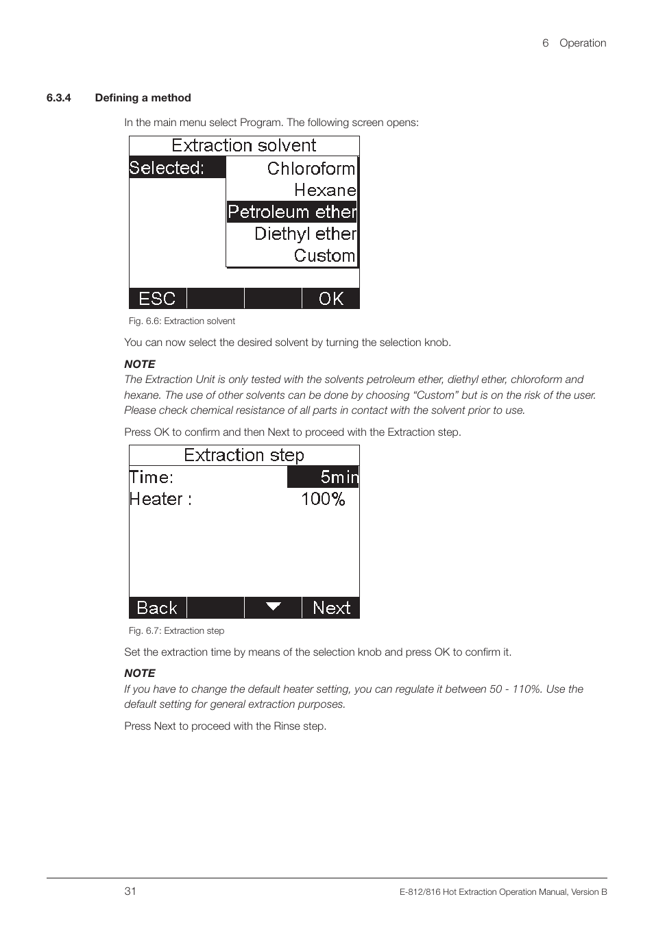 4 defining a method | BUCHI Extraction Unit E-816 HE User Manual | Page 31 / 56