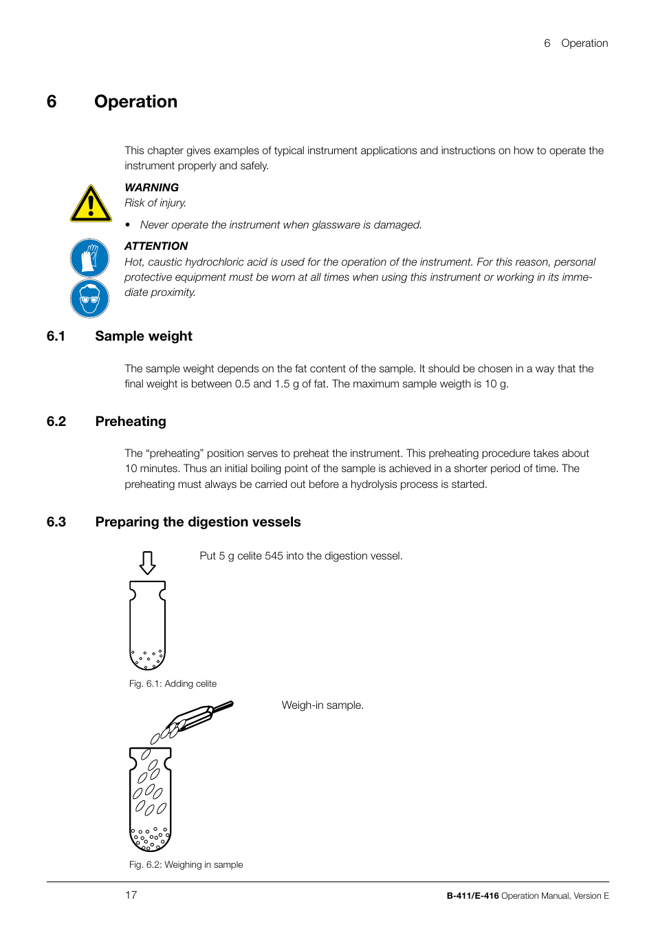 6operation | BUCHI Hydrolysis Unit B-411 User Manual | Page 17 / 30