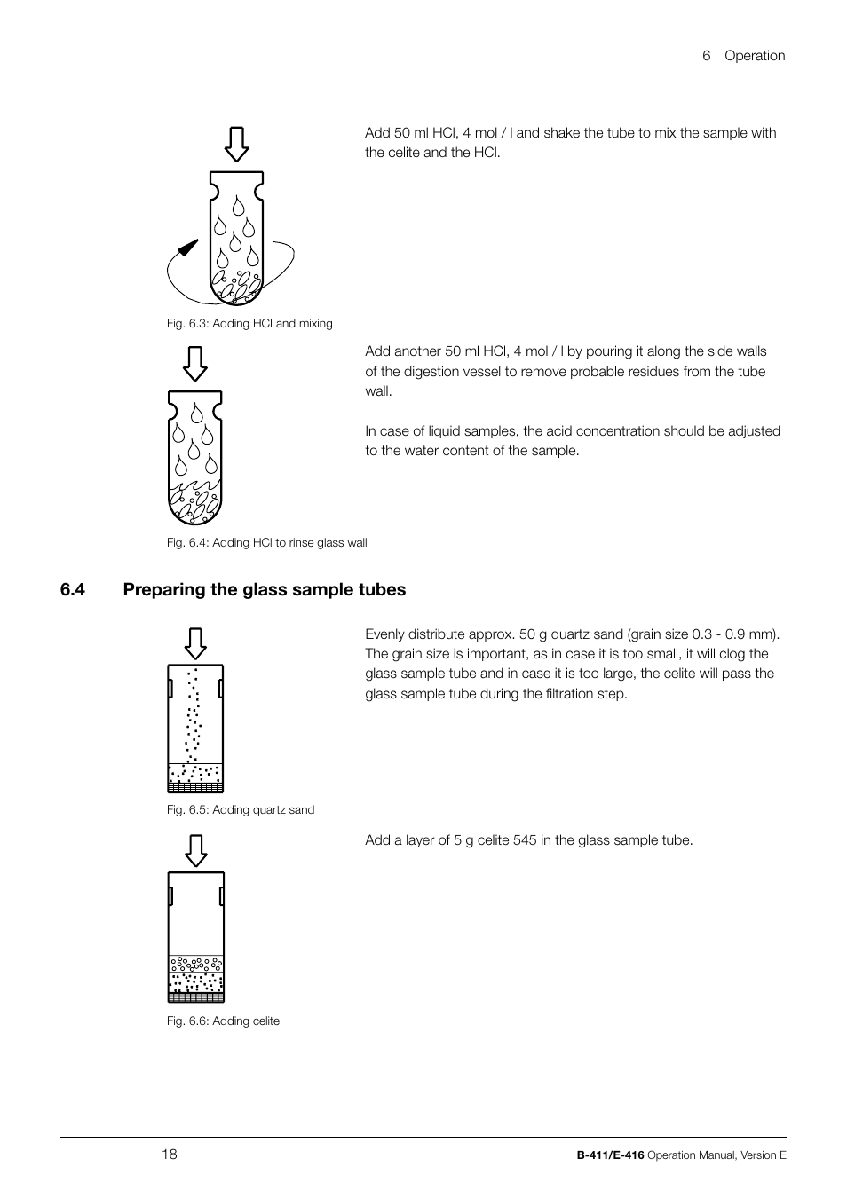 6 .4 preparing the glass sample tubes | BUCHI Hydrolysis Unit B-411 User Manual | Page 18 / 30
