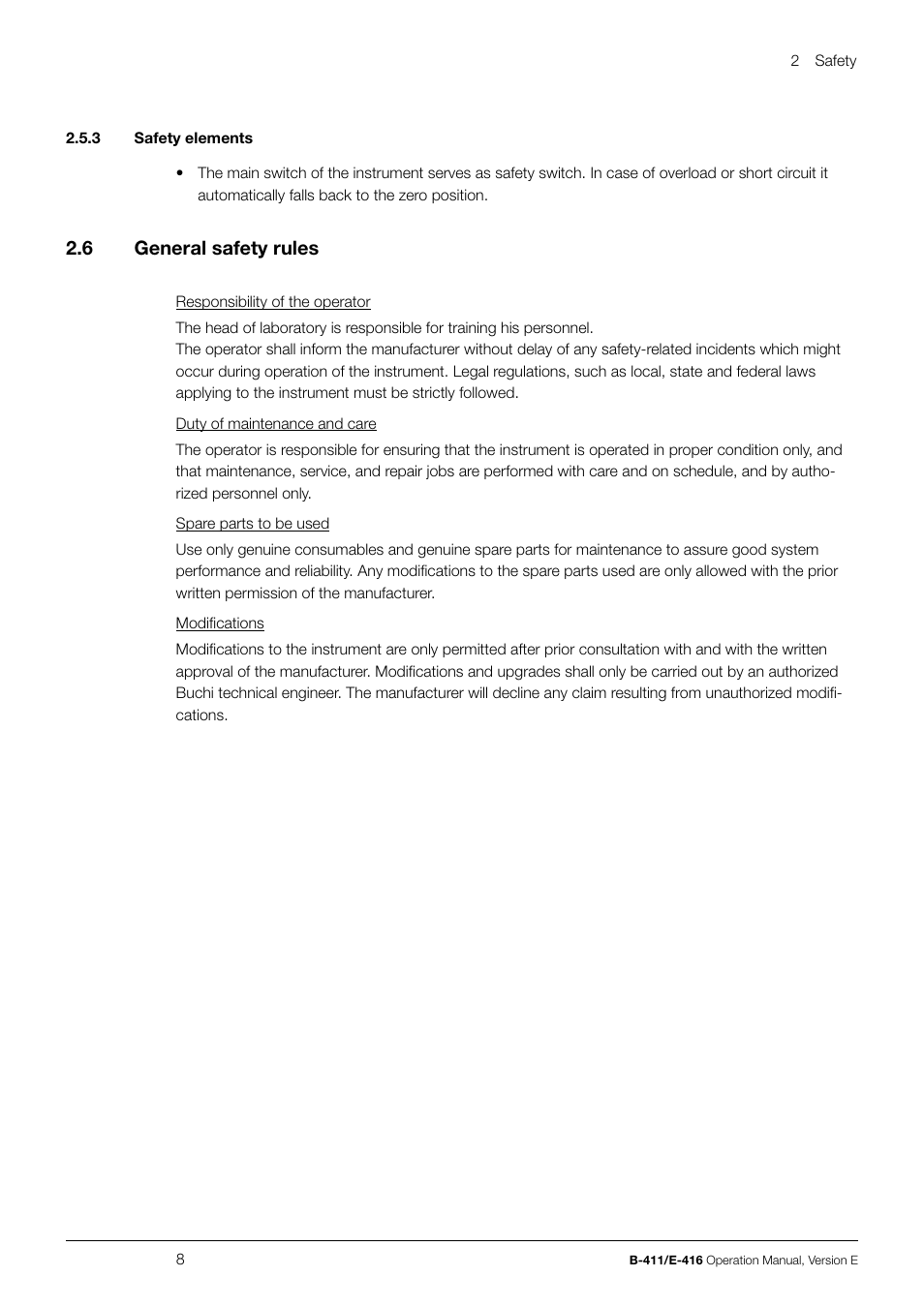 2 .6 general safety rules | BUCHI Hydrolysis Unit B-411 User Manual | Page 8 / 30
