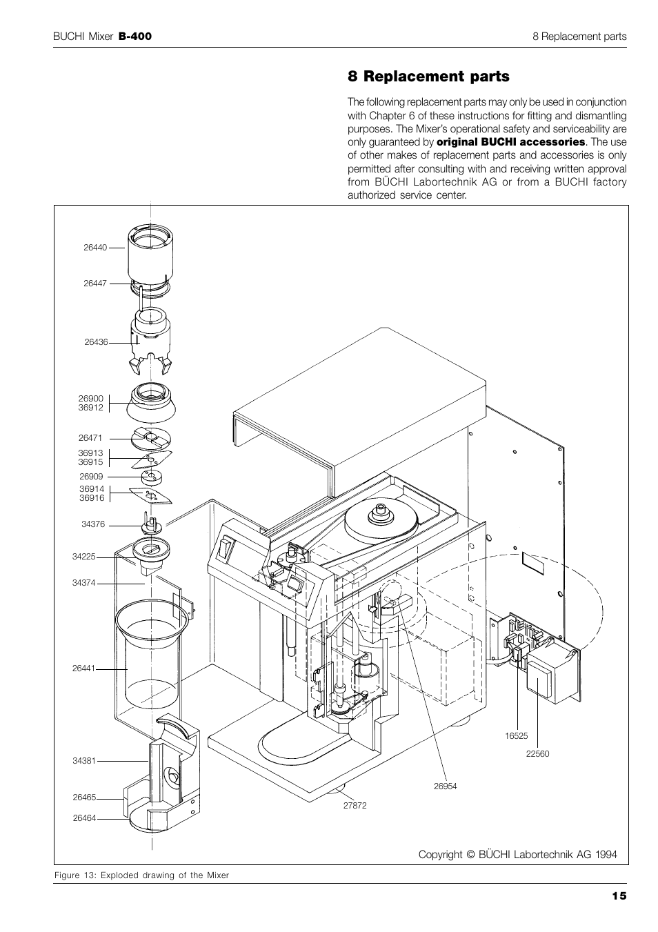 8 replacement parts | BUCHI Mixer B-400 User Manual | Page 17 / 25