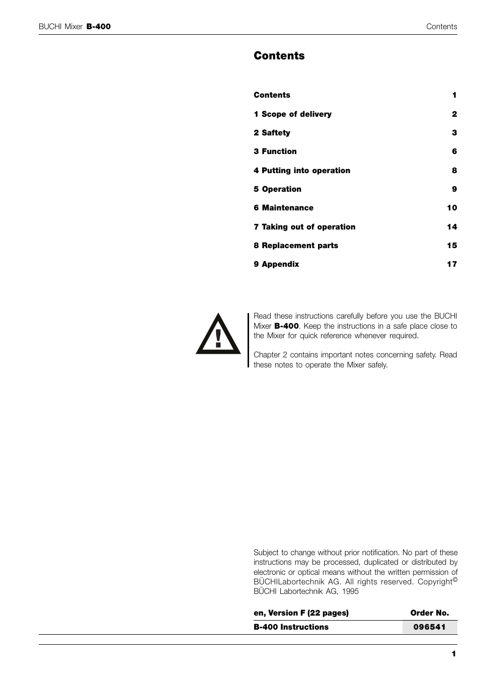 BUCHI Mixer B-400 User Manual | Page 3 / 25