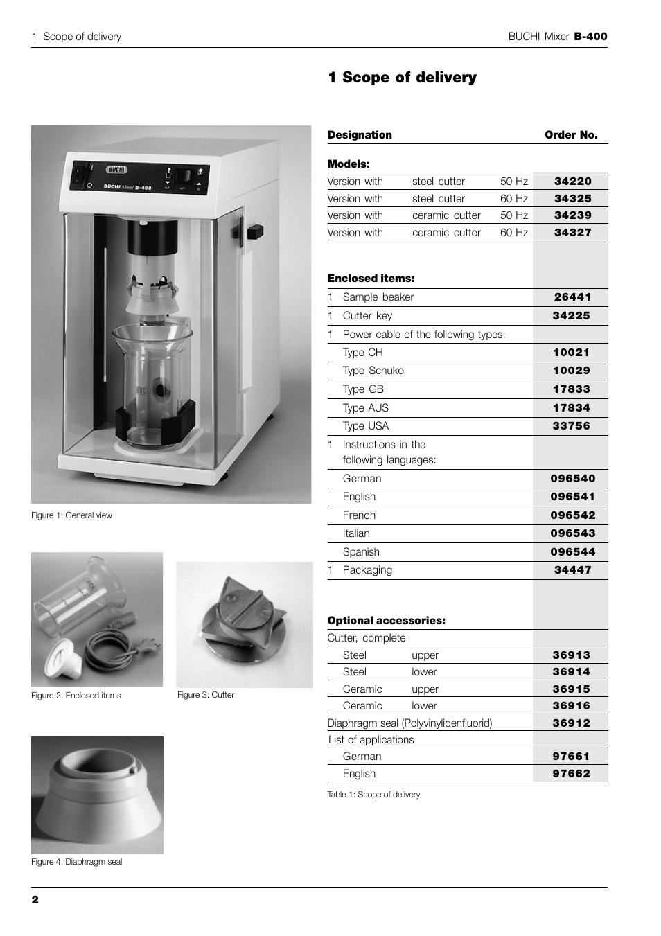 1 scope of delivery | BUCHI Mixer B-400 User Manual | Page 4 / 25