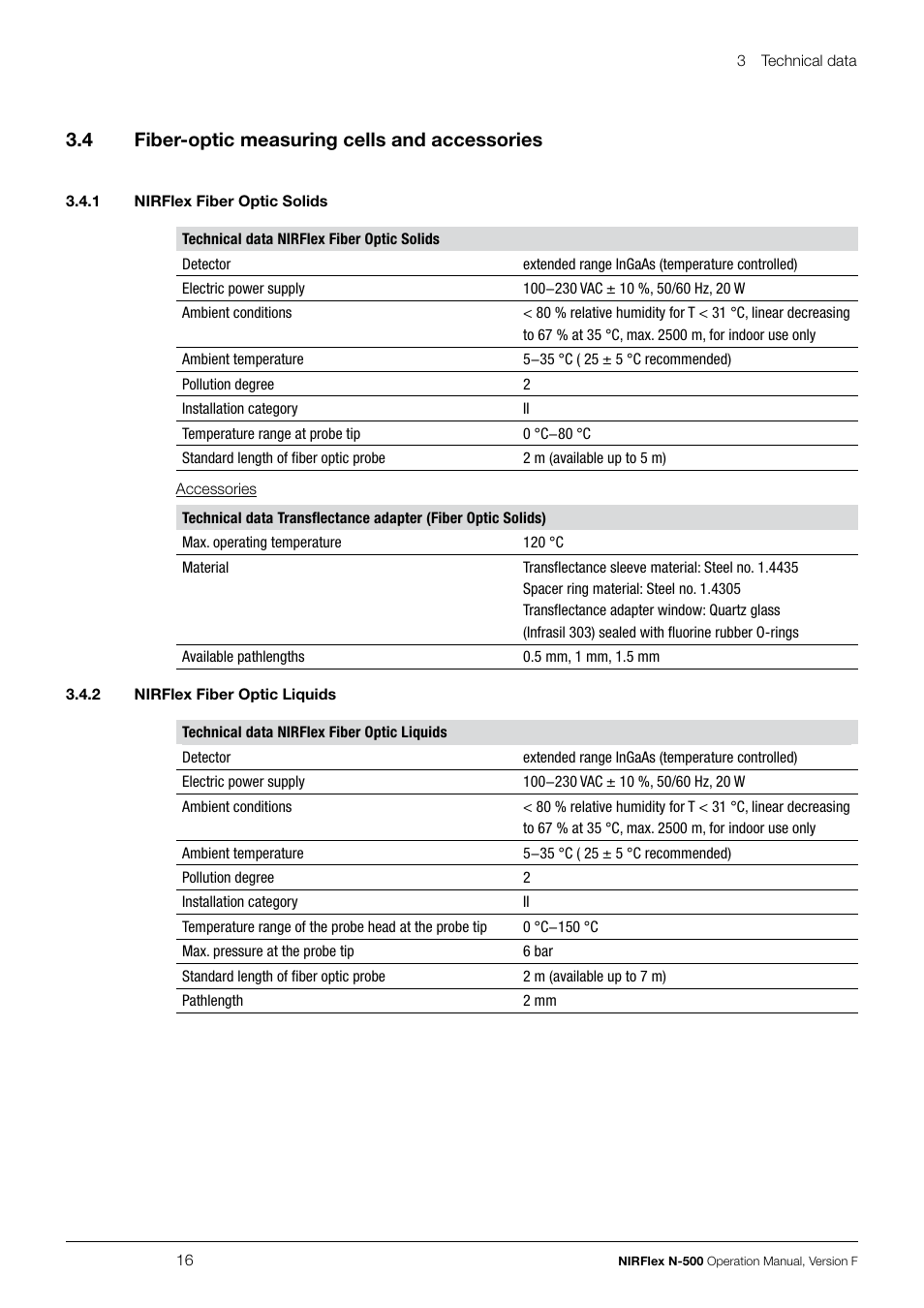 3 .4 fiber-optic measuring cells and accessories | BUCHI NIRFlex N-500 User Manual | Page 16 / 96