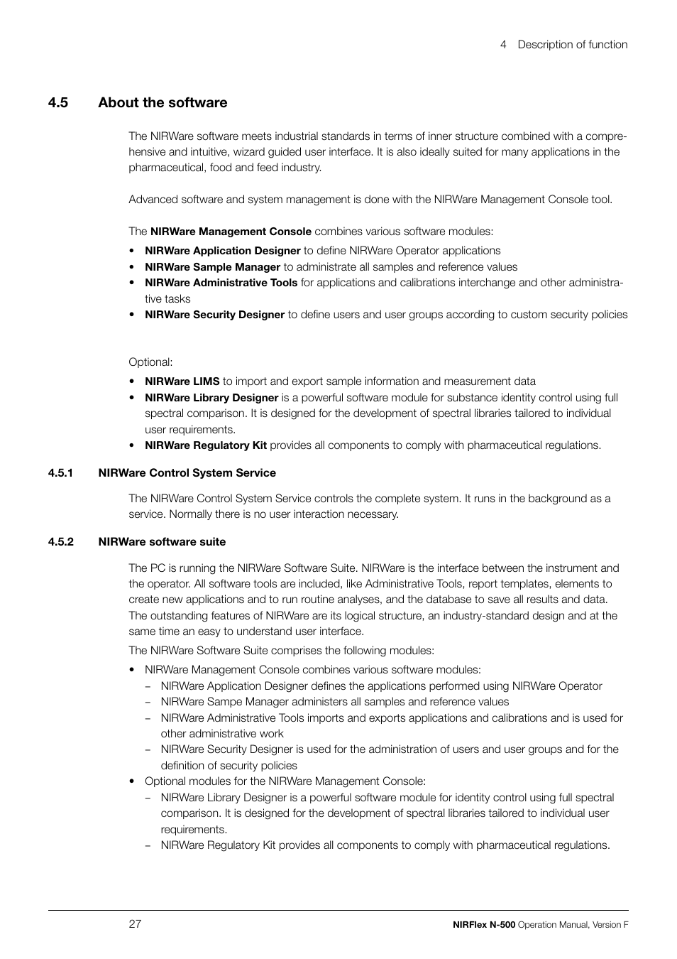 4 .5 about the software | BUCHI NIRFlex N-500 User Manual | Page 27 / 96