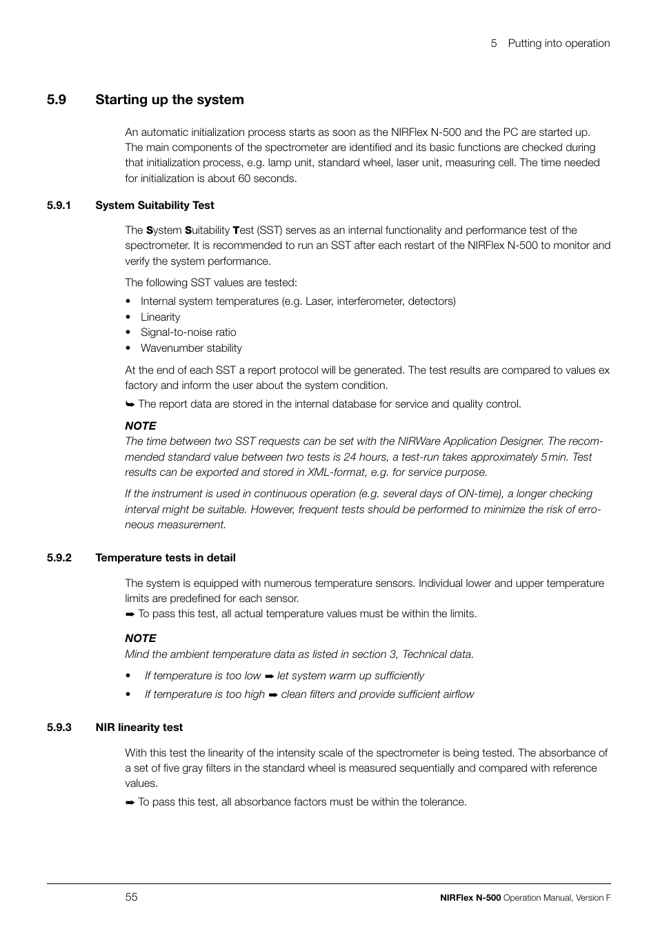 5 .9 starting up the system | BUCHI NIRFlex N-500 User Manual | Page 55 / 96