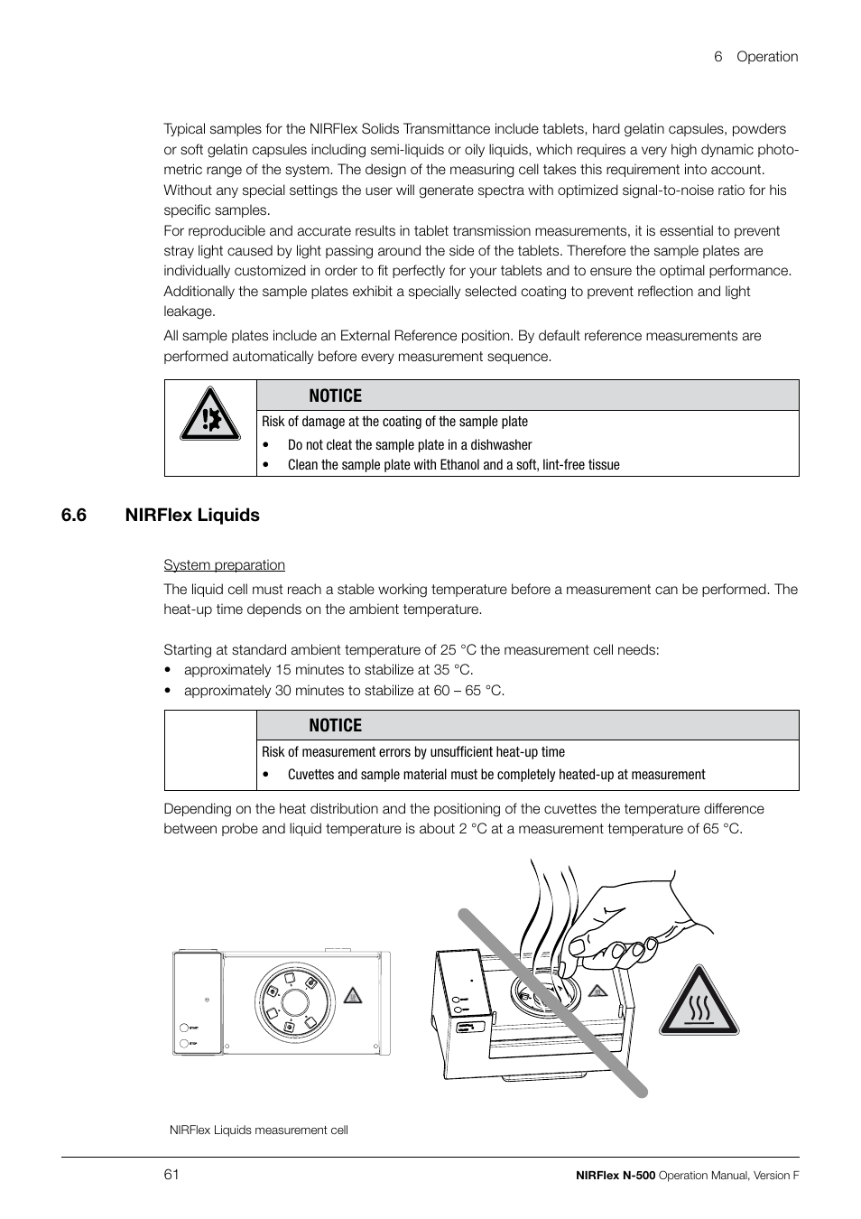 Notice, 6 .6 nirflex liquids | BUCHI NIRFlex N-500 User Manual | Page 61 / 96