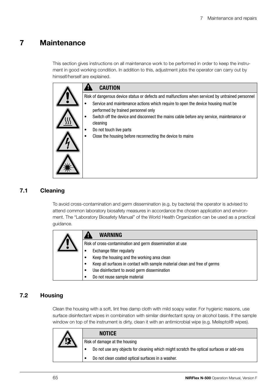 7maintenance | BUCHI NIRFlex N-500 User Manual | Page 65 / 96