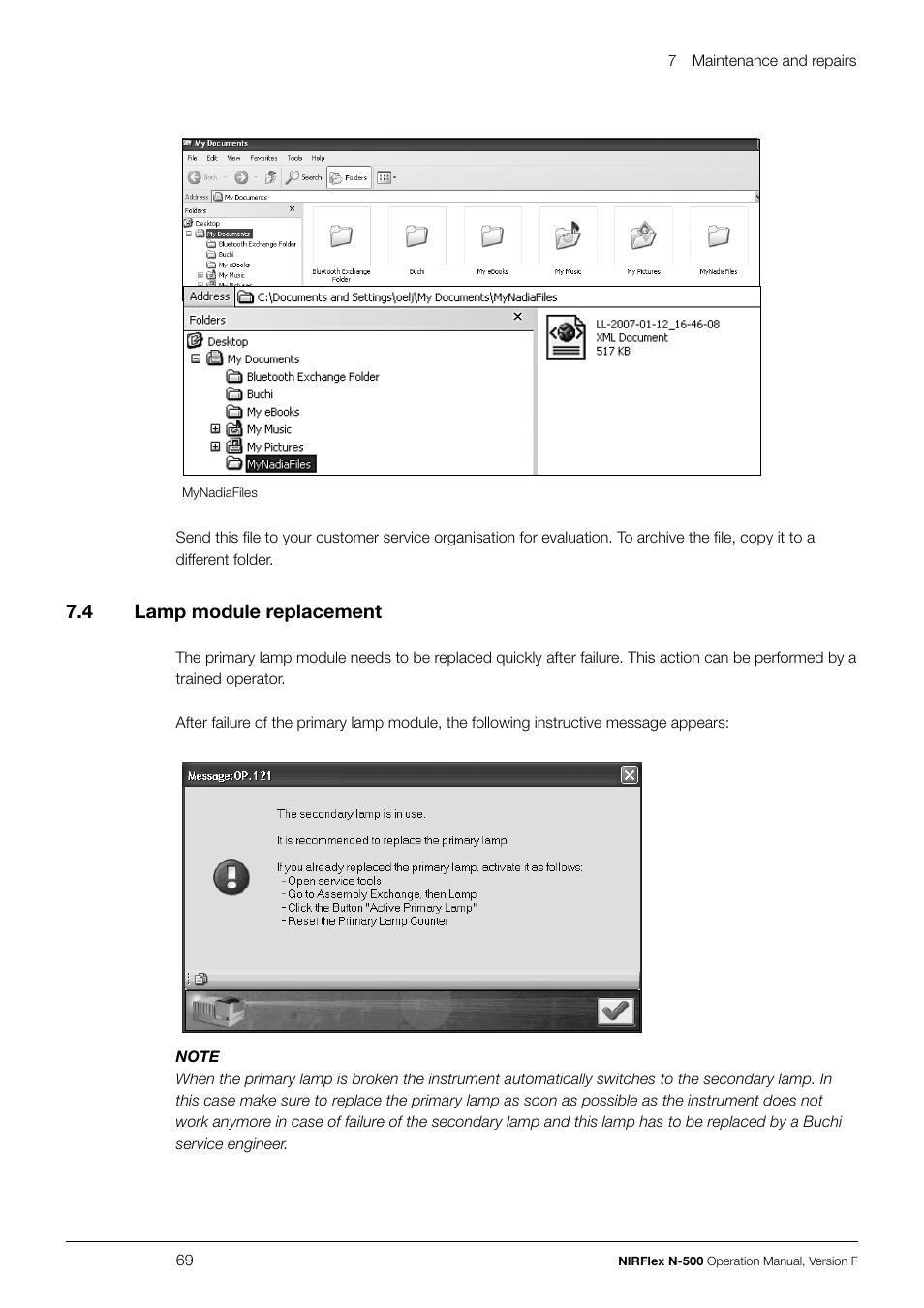 7 .4 lamp module replacement | BUCHI NIRFlex N-500 User Manual | Page 69 / 96