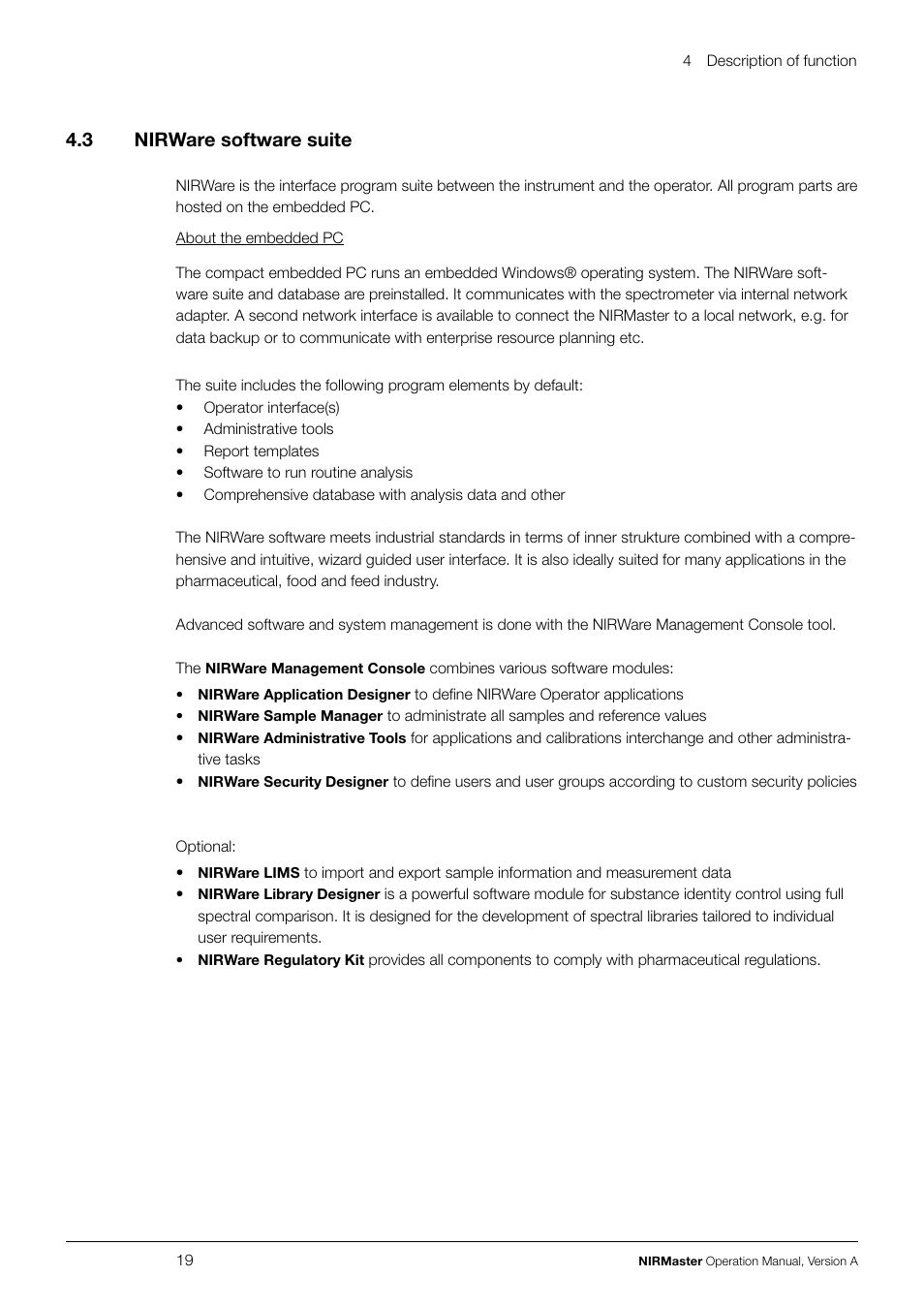 4 .3 nirware software suite | BUCHI NIRMaste User Manual | Page 19 / 72