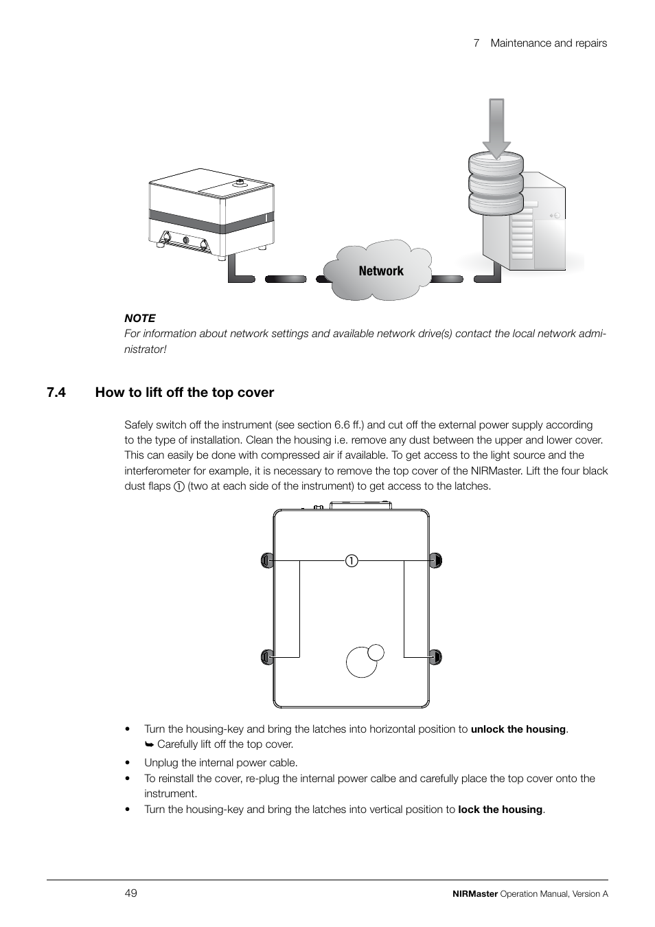 7 .4 how to lift off the top cover | BUCHI NIRMaste User Manual | Page 49 / 72