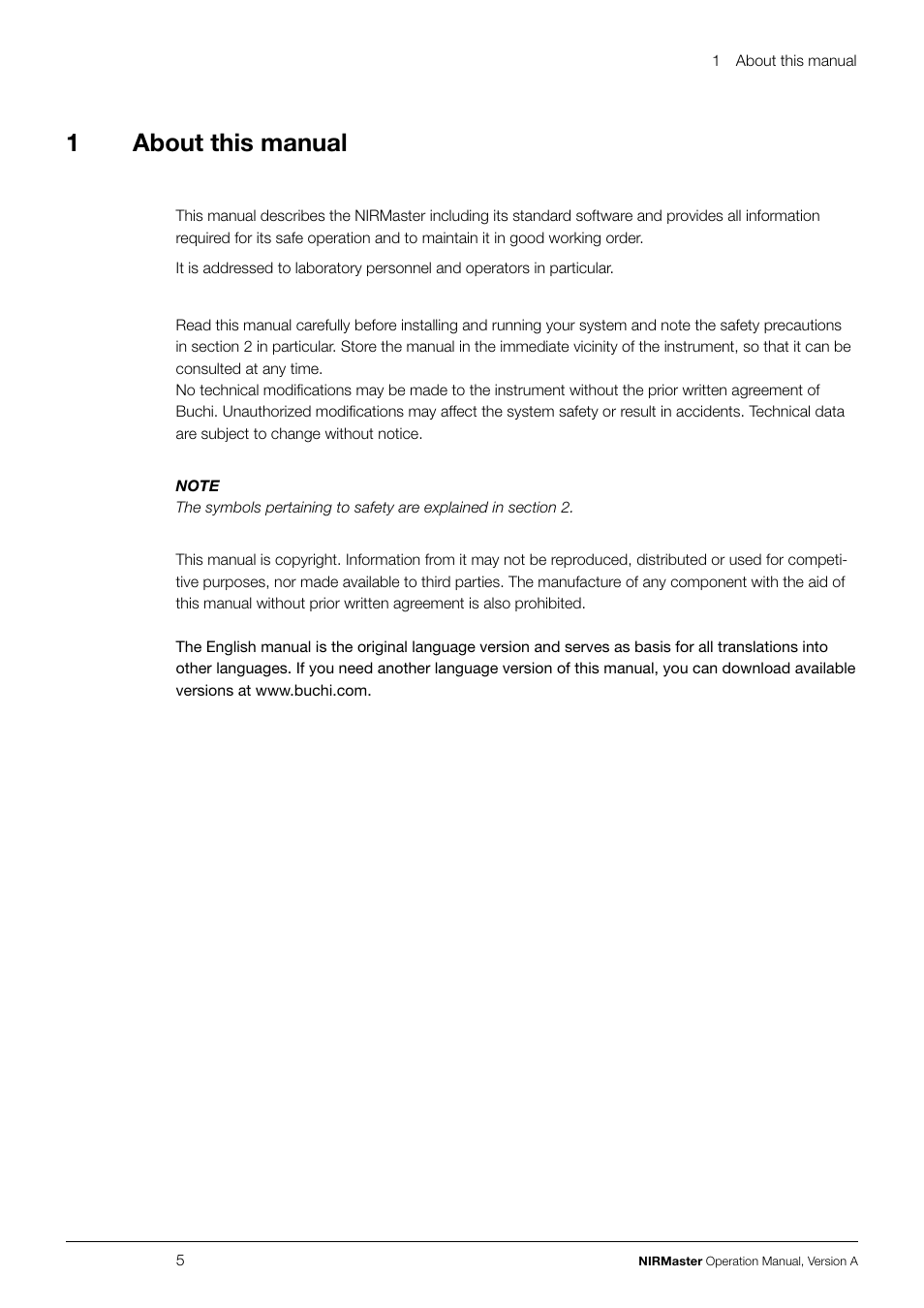 1about this manual | BUCHI NIRMaste User Manual | Page 5 / 72