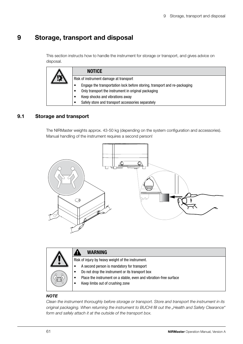 9storage, transport and disposal | BUCHI NIRMaste User Manual | Page 61 / 72