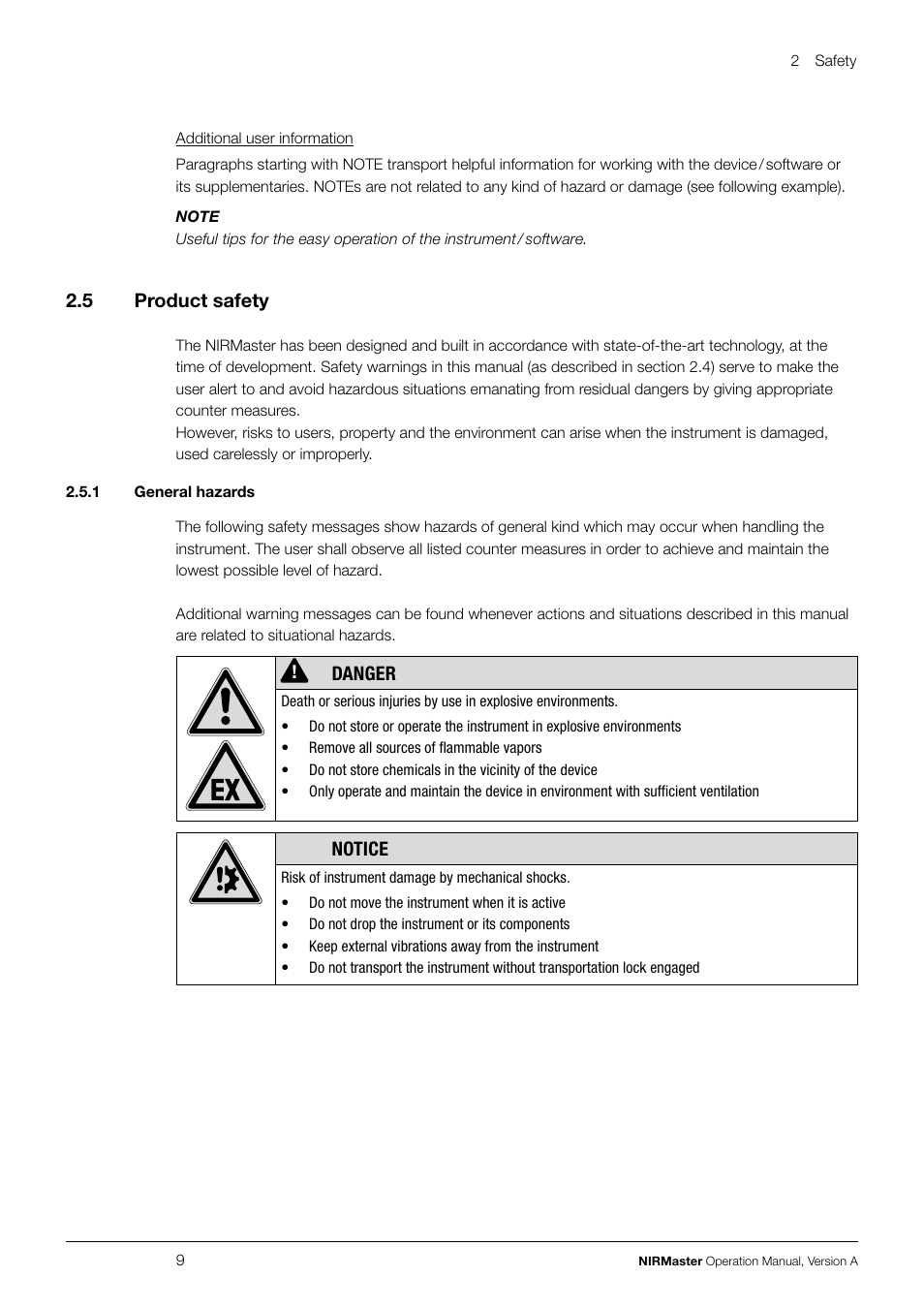 2 .5 product safety, Danger, Notice | BUCHI NIRMaste User Manual | Page 9 / 72