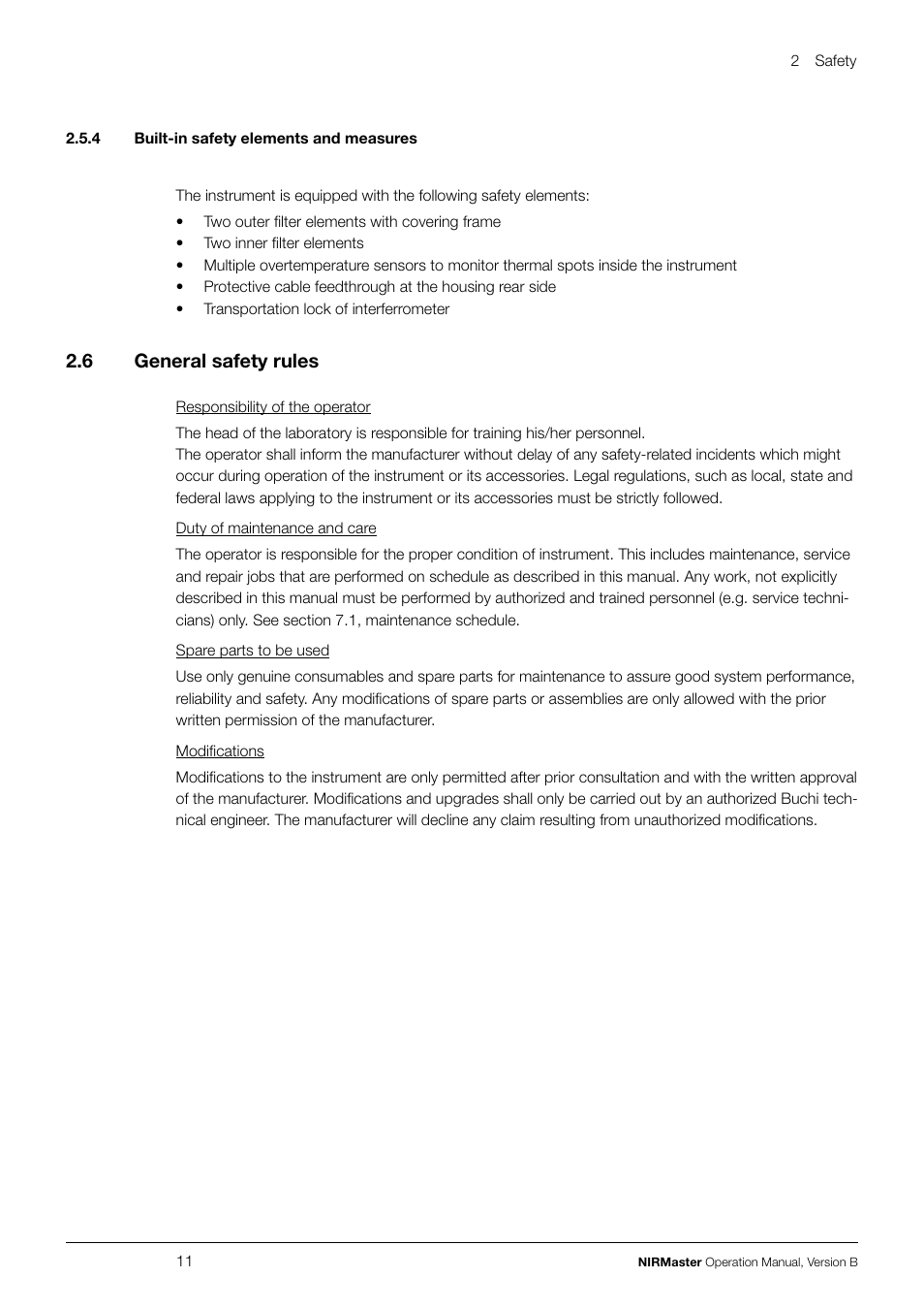 2 .6 general safety rules | BUCHI NIRMaste Pro IP65 User Manual | Page 11 / 72