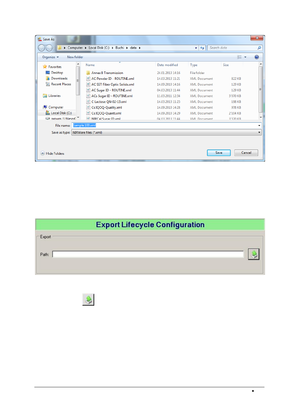 Export, Export lifecylce, Export usp | BUCHI NIRWare User Manual | Page 247 / 341