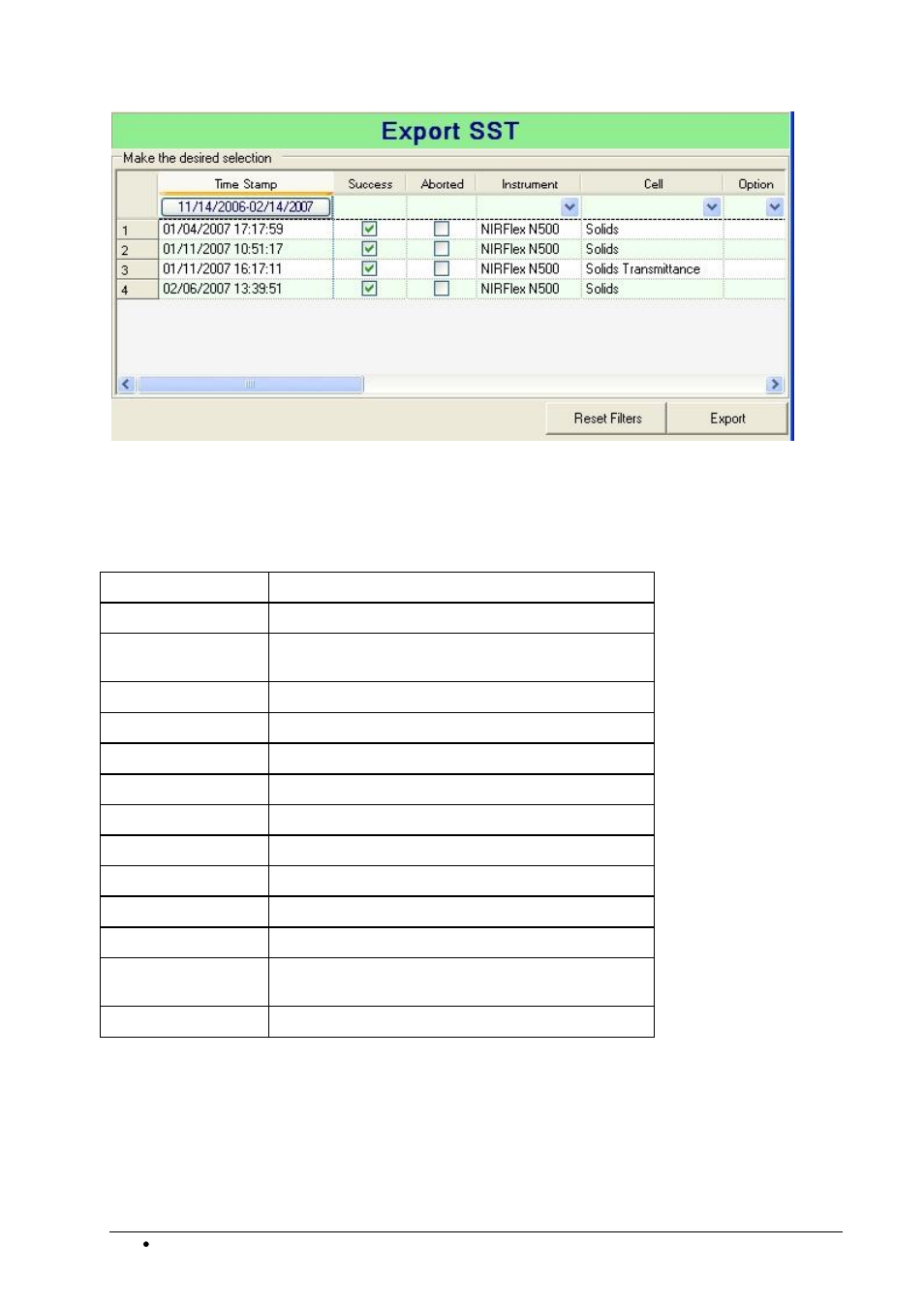 Table columns | BUCHI NIRWare User Manual | Page 250 / 341