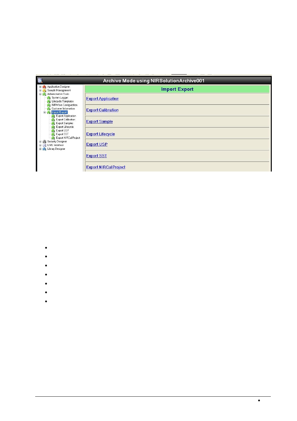 Exporting data from archives, Import general | BUCHI NIRWare User Manual | Page 253 / 341