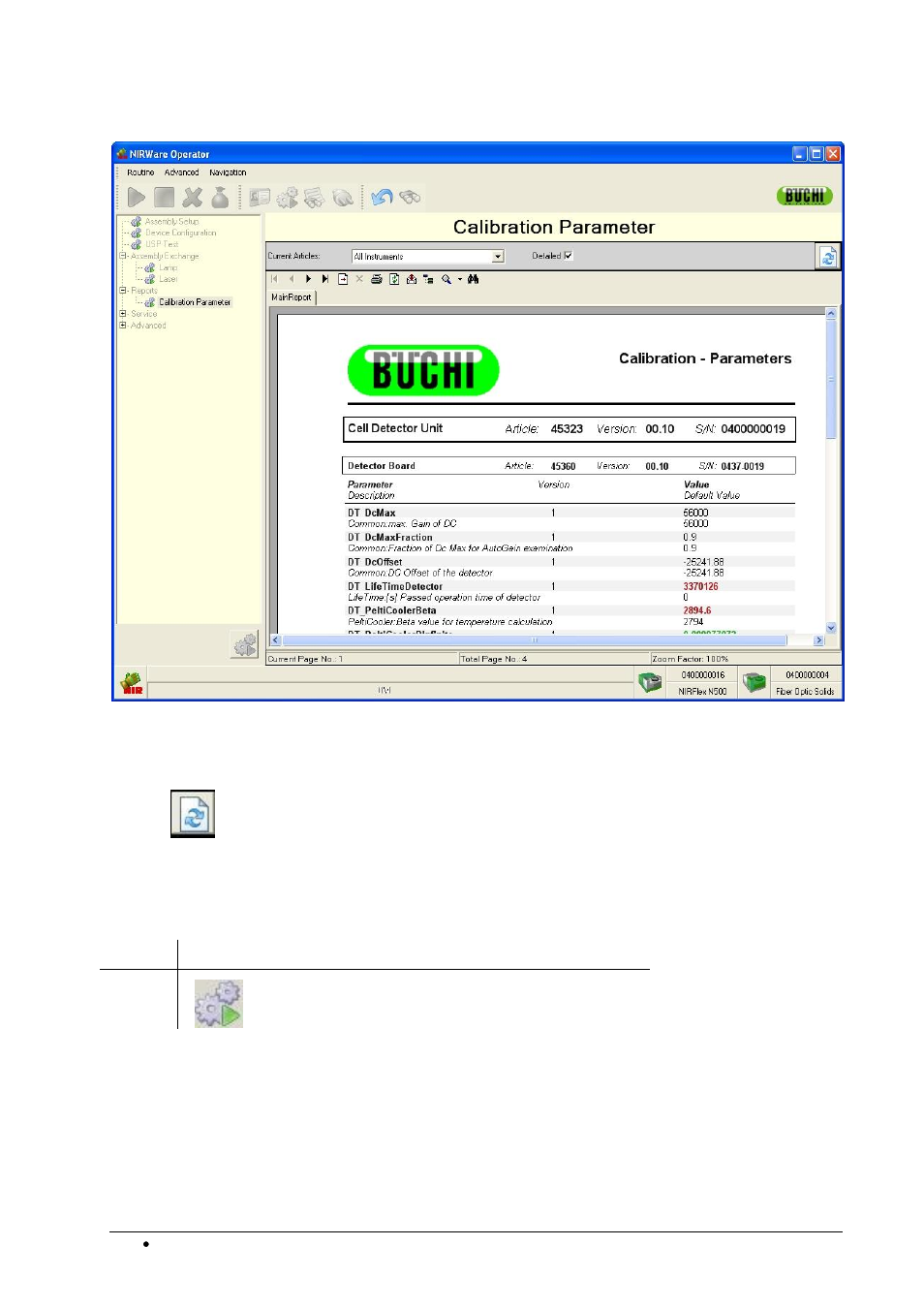 Changing the instruments tcp/ip address, Change instruments tcp/ip address, Reports calibration parameter | BUCHI NIRWare User Manual | Page 328 / 341