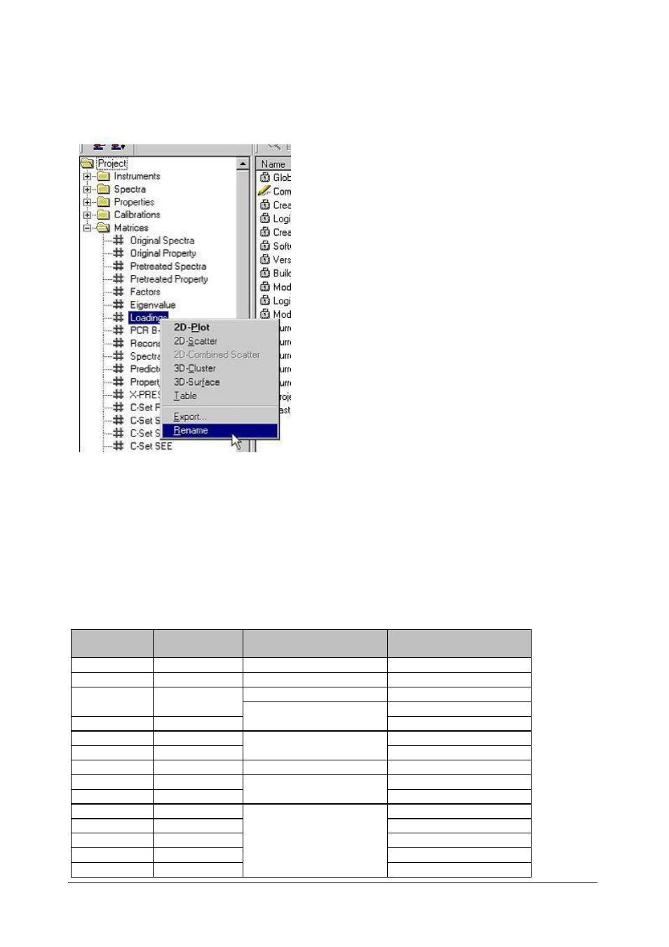 Temporary settings, Permanent settings, Characteristic absorbance table | 4 characteristic absorbance table, 1 temporary settings, 2 permanent settings | BUCHI NIRCal User Manual | Page 274 / 283