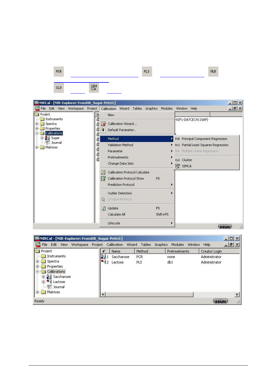 Selections, Calibration method selection, 3 selections | 1 calibration method selection | BUCHI NIRCal User Manual | Page 69 / 283