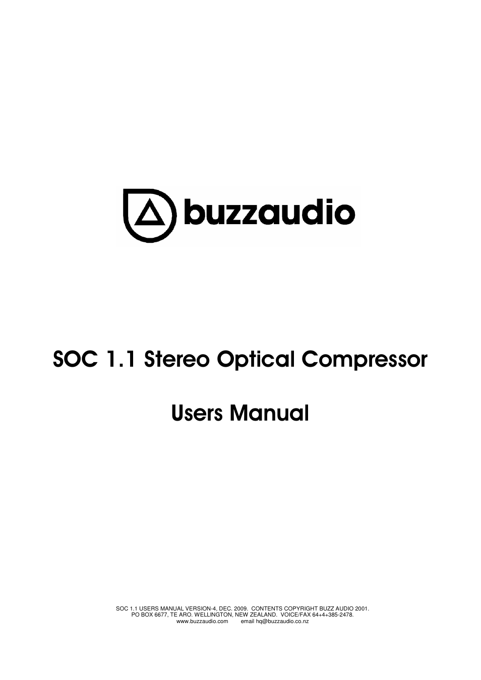 Buzz Audio soc-1.1stereo optical compressor User Manual | 14 pages