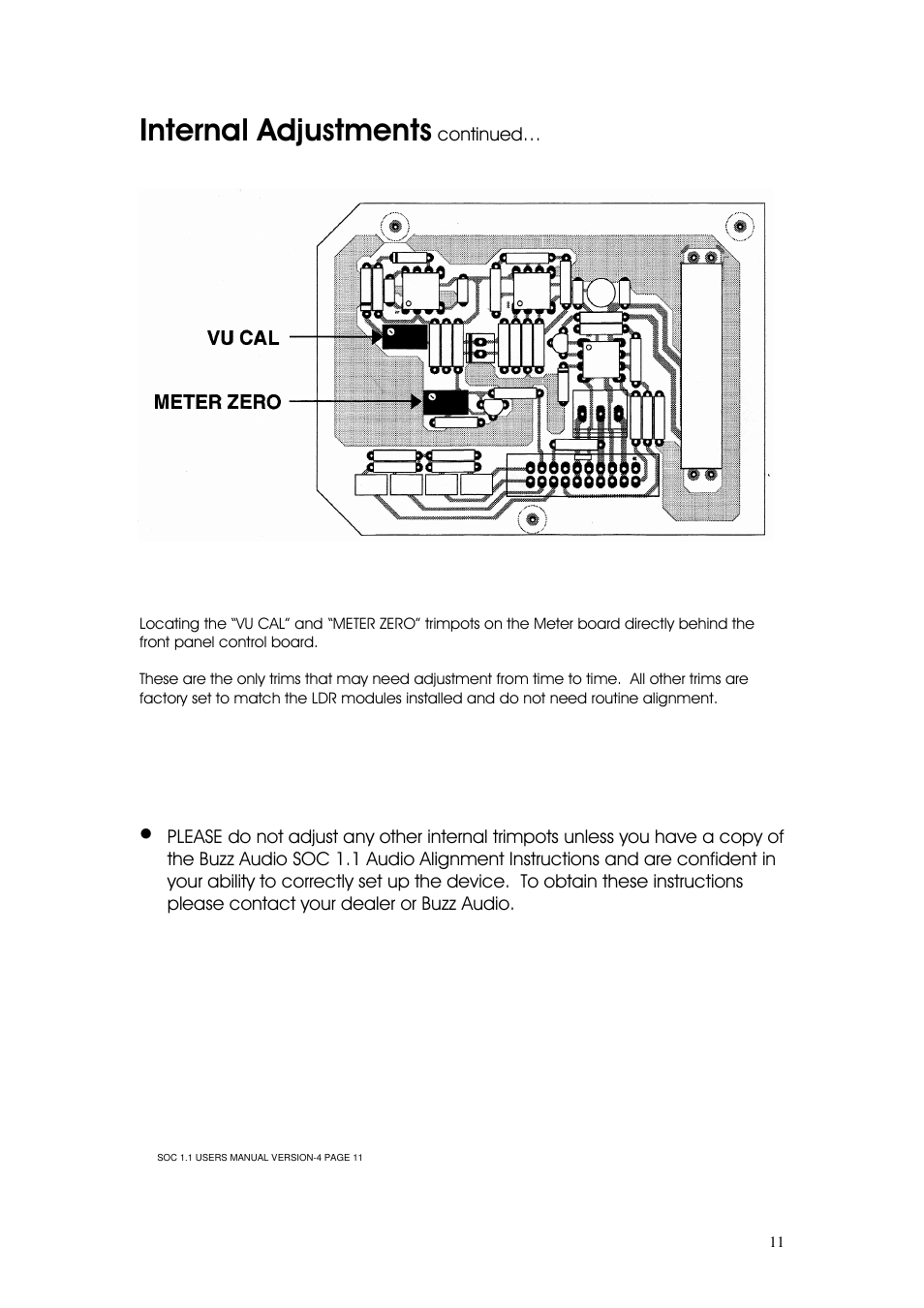 Internal adjustments | Buzz Audio soc-1.1stereo optical compressor User Manual | Page 12 / 14