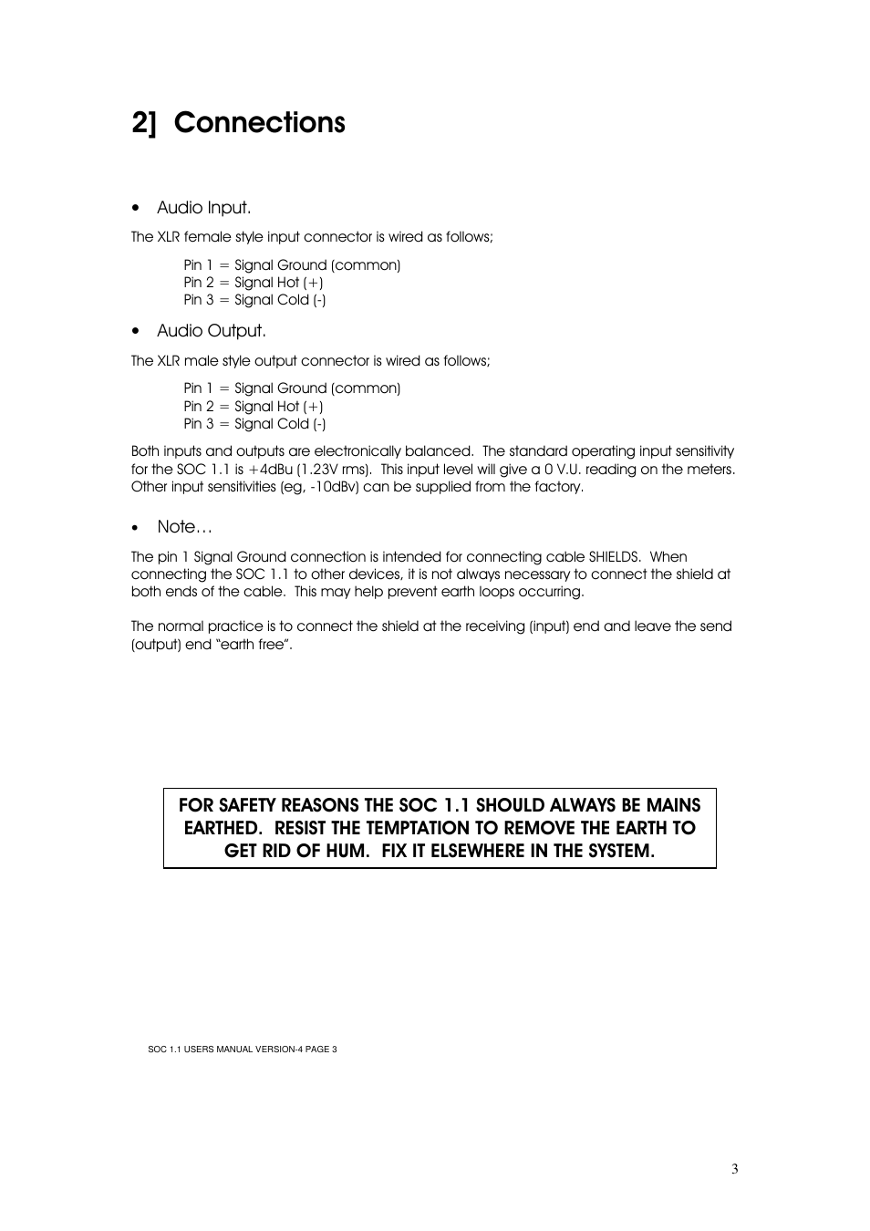 2] connections, Audio input, Audio output | Buzz Audio soc-1.1stereo optical compressor User Manual | Page 4 / 14