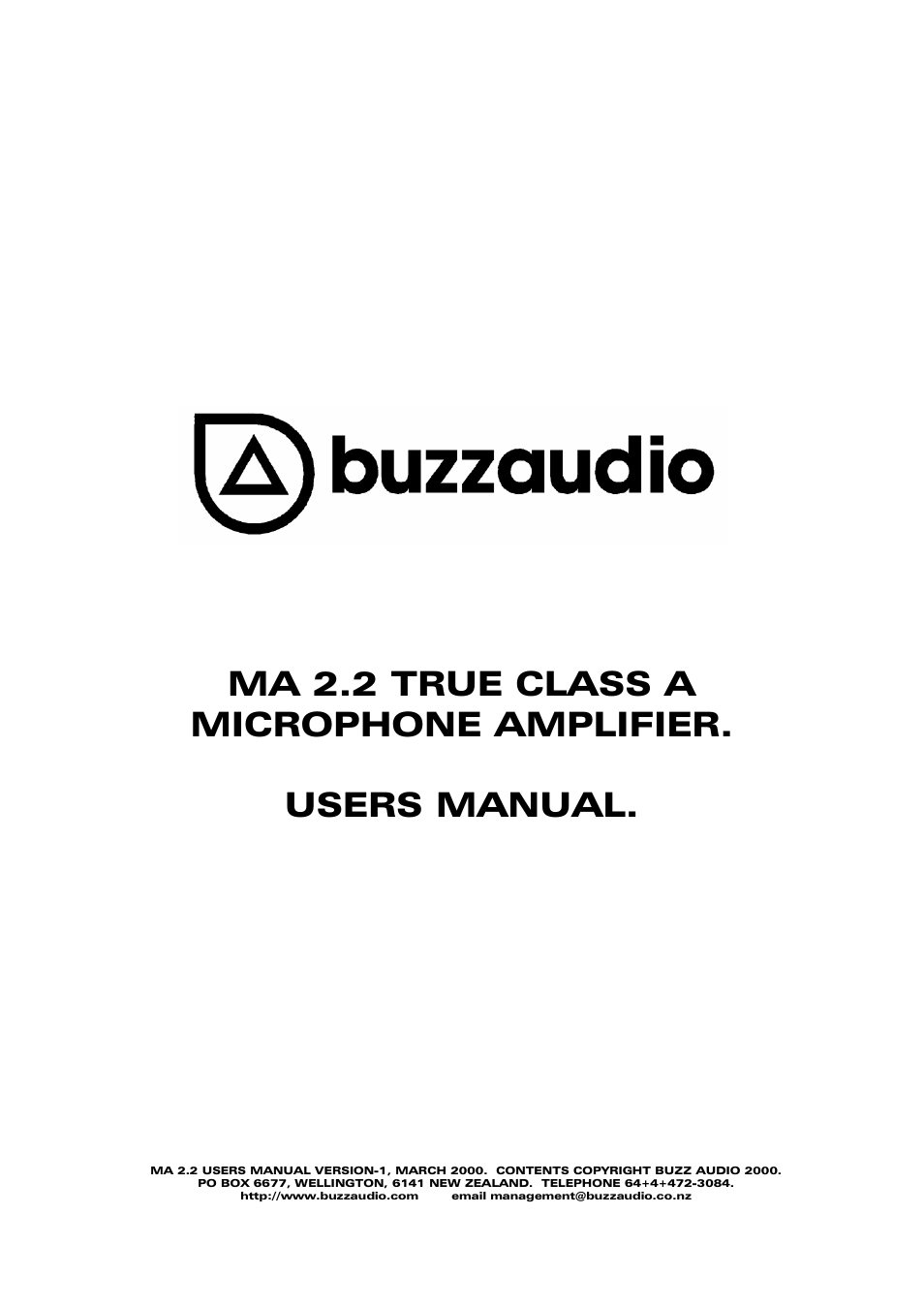 Buzz Audio ma-2.2stereo microphone preamp User Manual | 11 pages