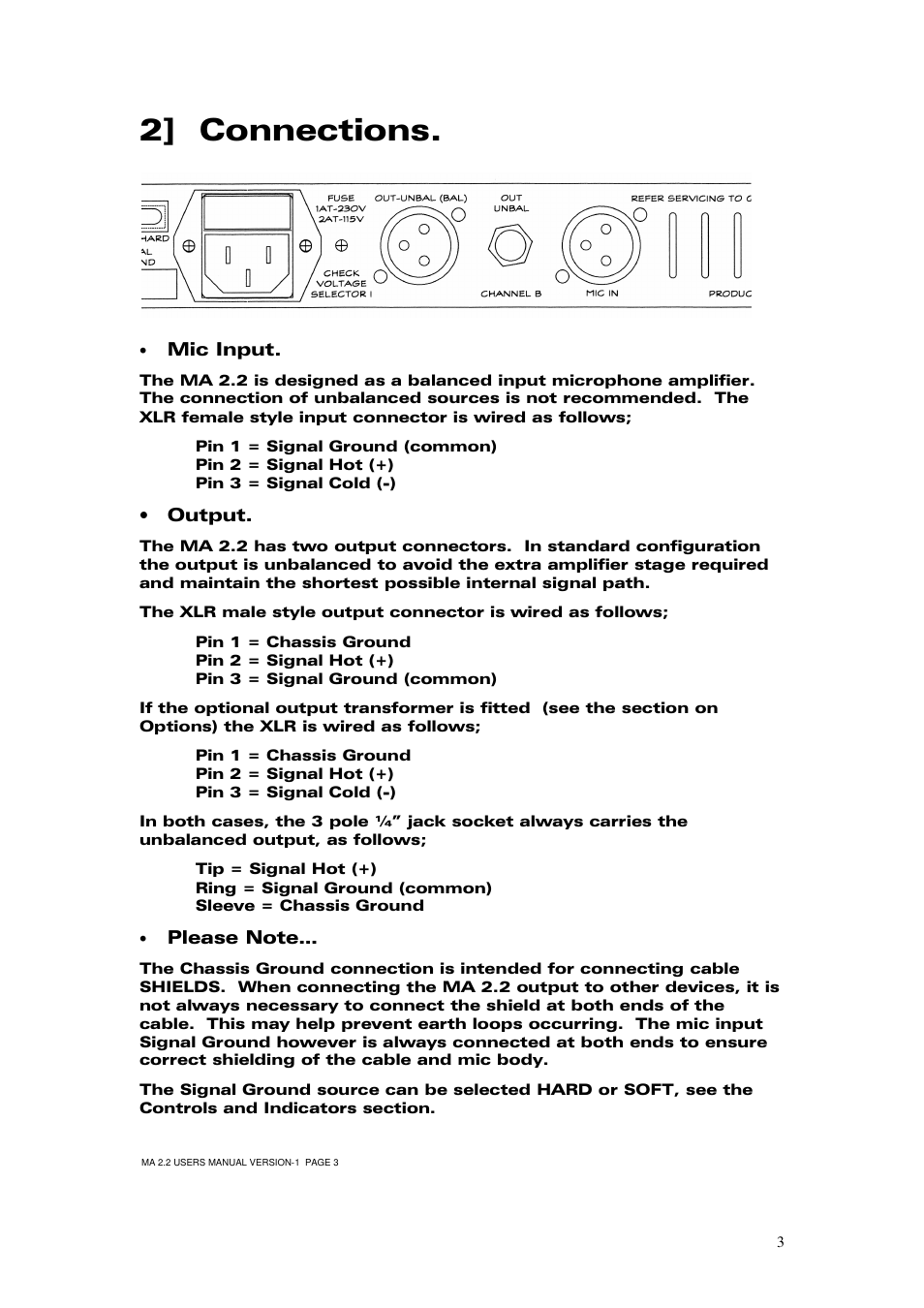 2] connections, Mic input, Output | Buzz Audio ma-2.2stereo microphone preamp User Manual | Page 4 / 11