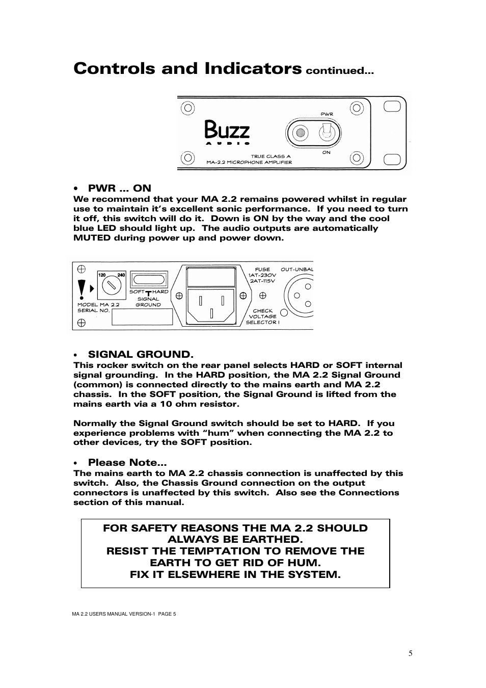 Controls and indicators | Buzz Audio ma-2.2stereo microphone preamp User Manual | Page 6 / 11