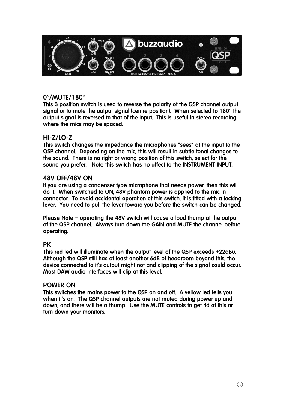 Buzz Audio qsp-20studio mic preamplifier User Manual | Page 5 / 8