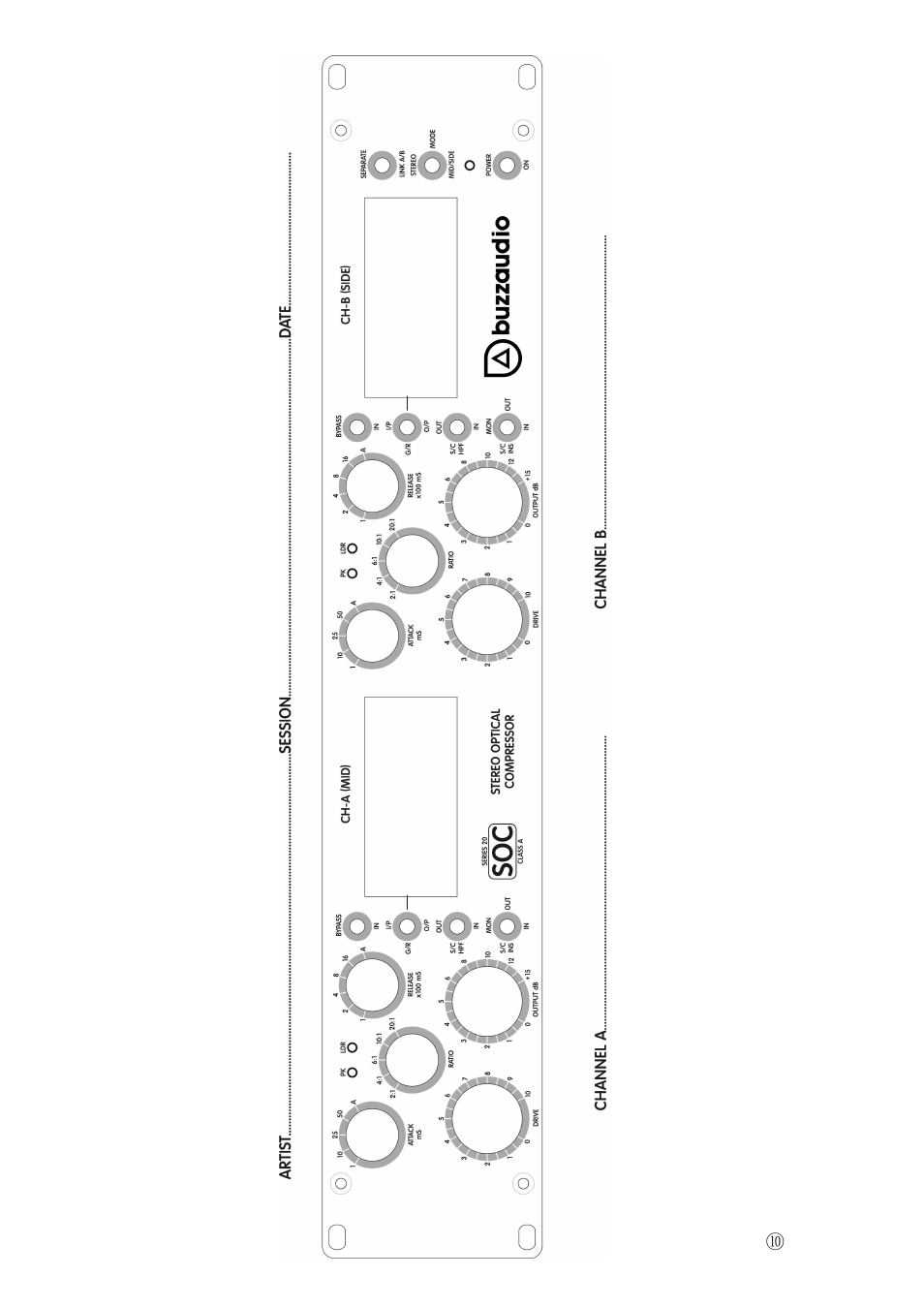 Buzz Audio soc-20 mid side optical compressor User Manual | Page 10 / 10