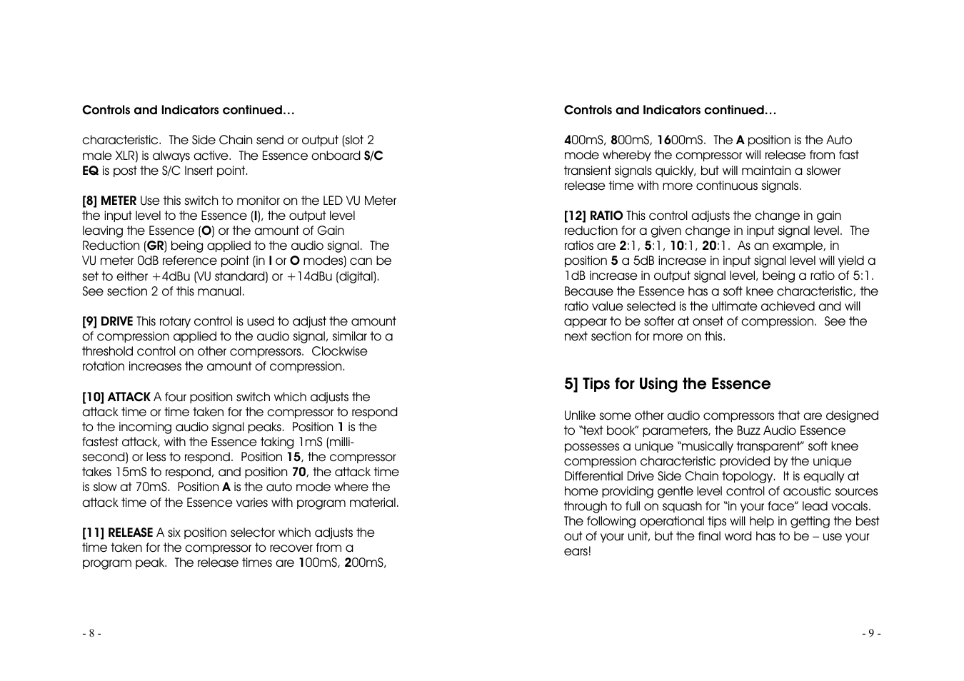 Buzz Audio essence optical compressor User Manual | Page 5 / 9