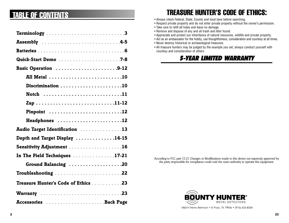 Bounty Hunter DISCOVERY 3300 User Manual | Page 2 / 12