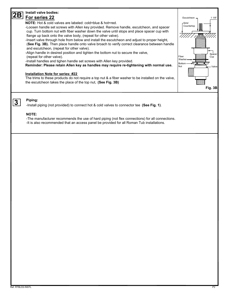 For series 22 | California Faucets Builder Series Roman Tub Sets User Manual | Page 2 / 2