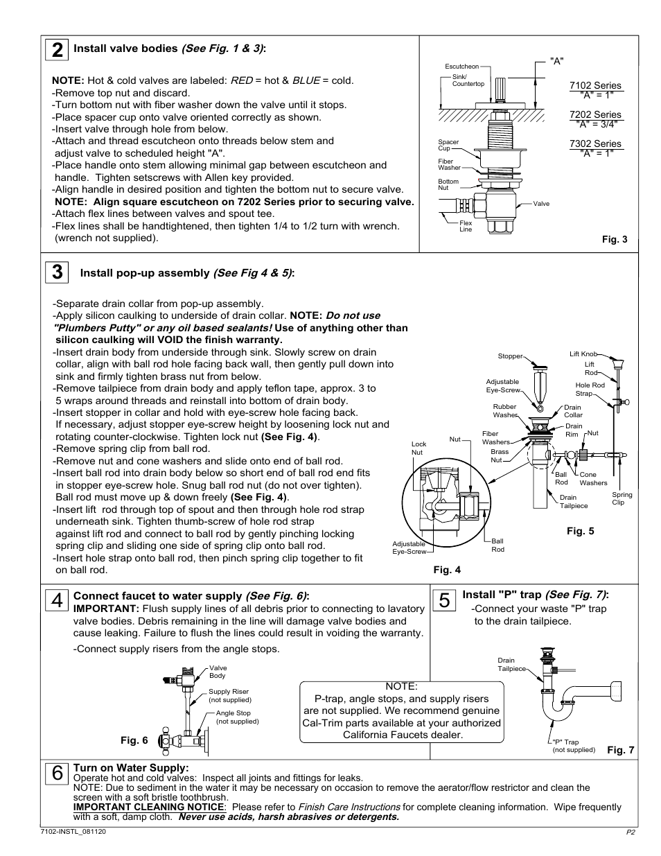 7102-instl_081120.2, Sheet2, Drawing view1 | Drawing view2, Drawing view4, Drawing view5, Drawing view13 | California Faucets Widespread Lavatory Faucet User Manual | Page 2 / 2