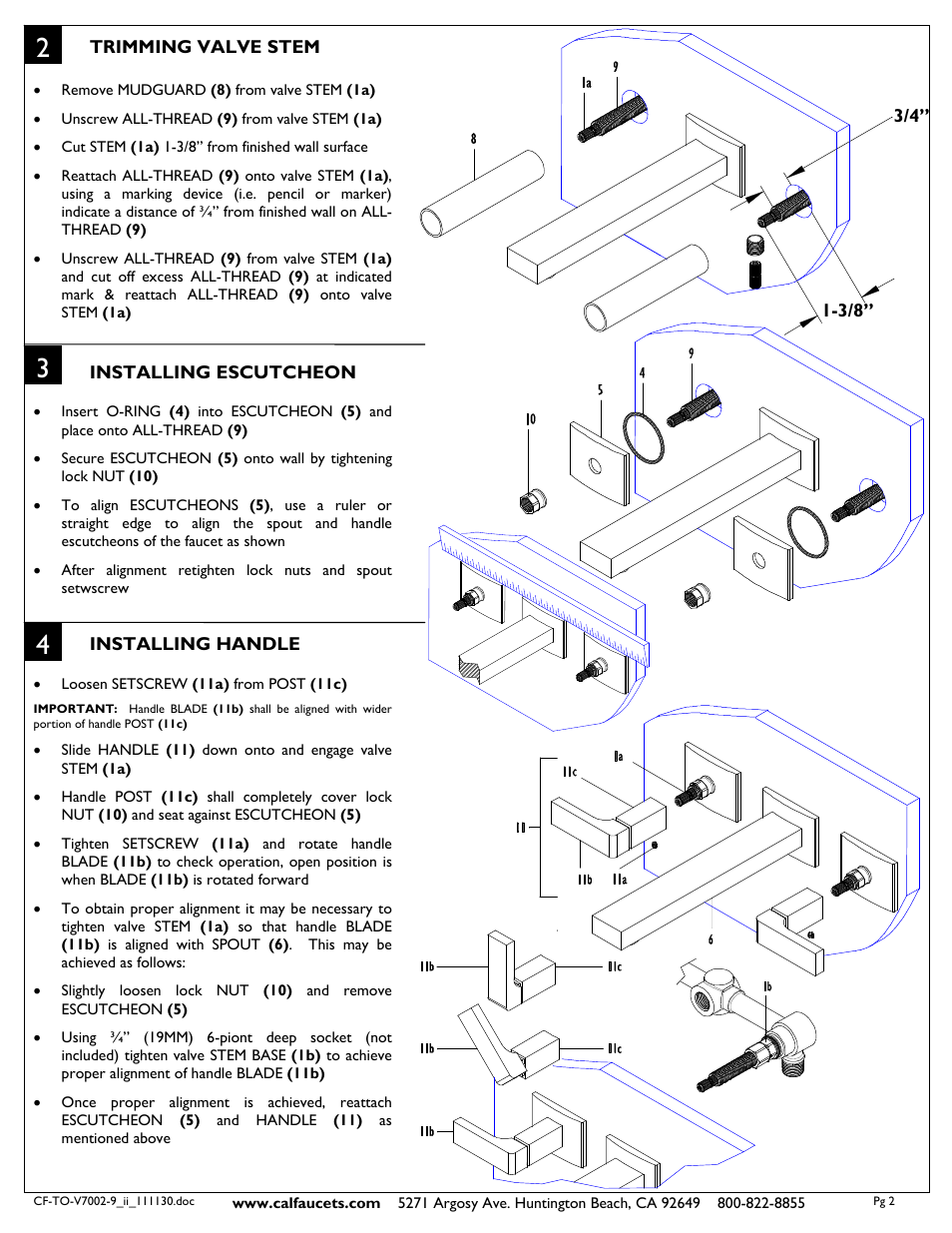 California Faucets Solima In- Wall Vessel Faucet User Manual | Page 2 / 2