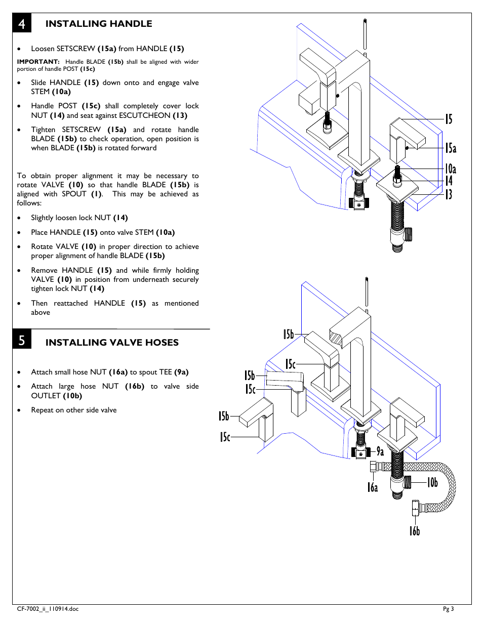 California Faucets Solima Widespread Faucet User Manual | Page 3 / 4