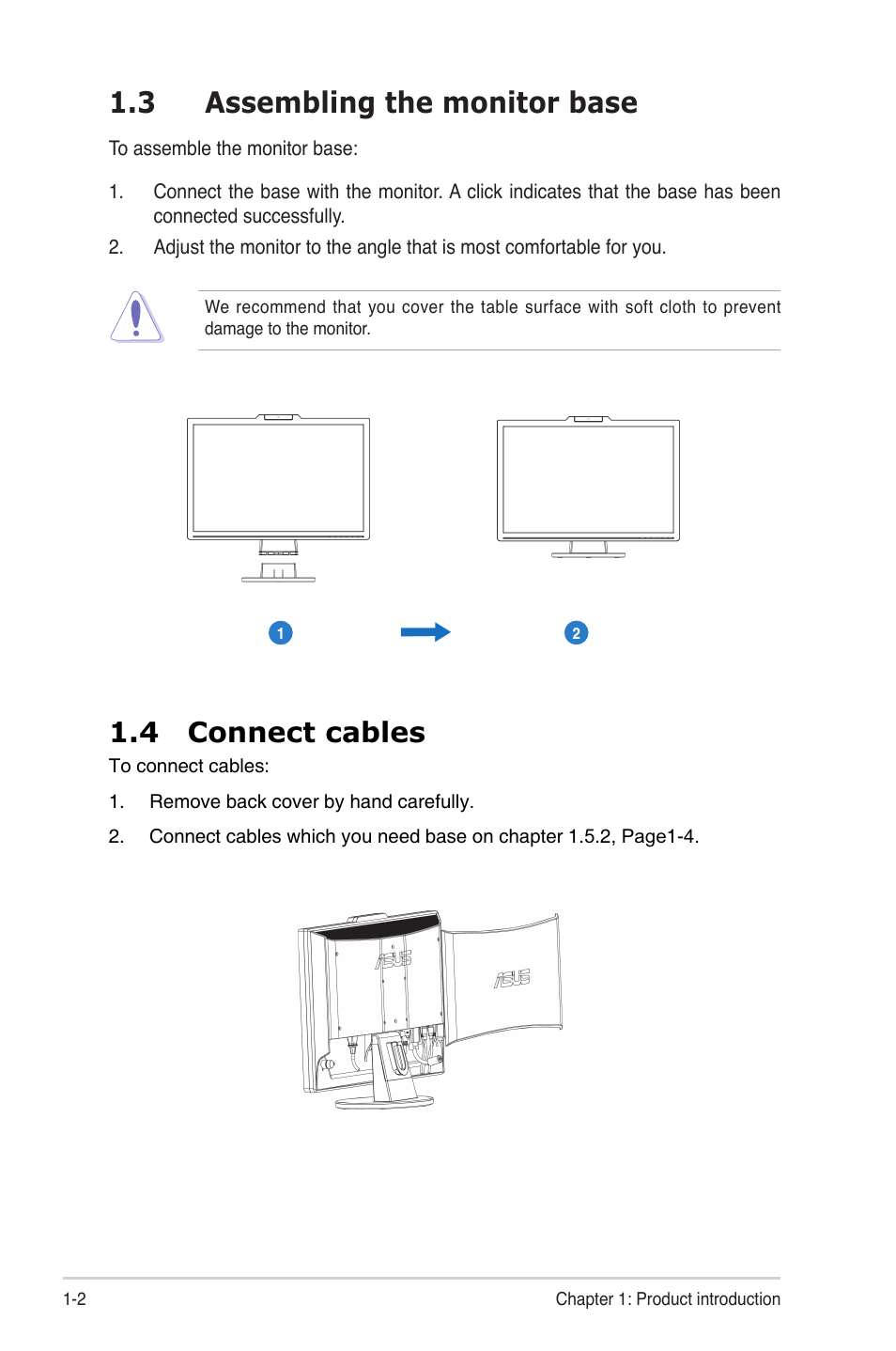 3 assembling the monitor base, 4 connect cables | Asus VK 266 User Manual | Page 8 / 19