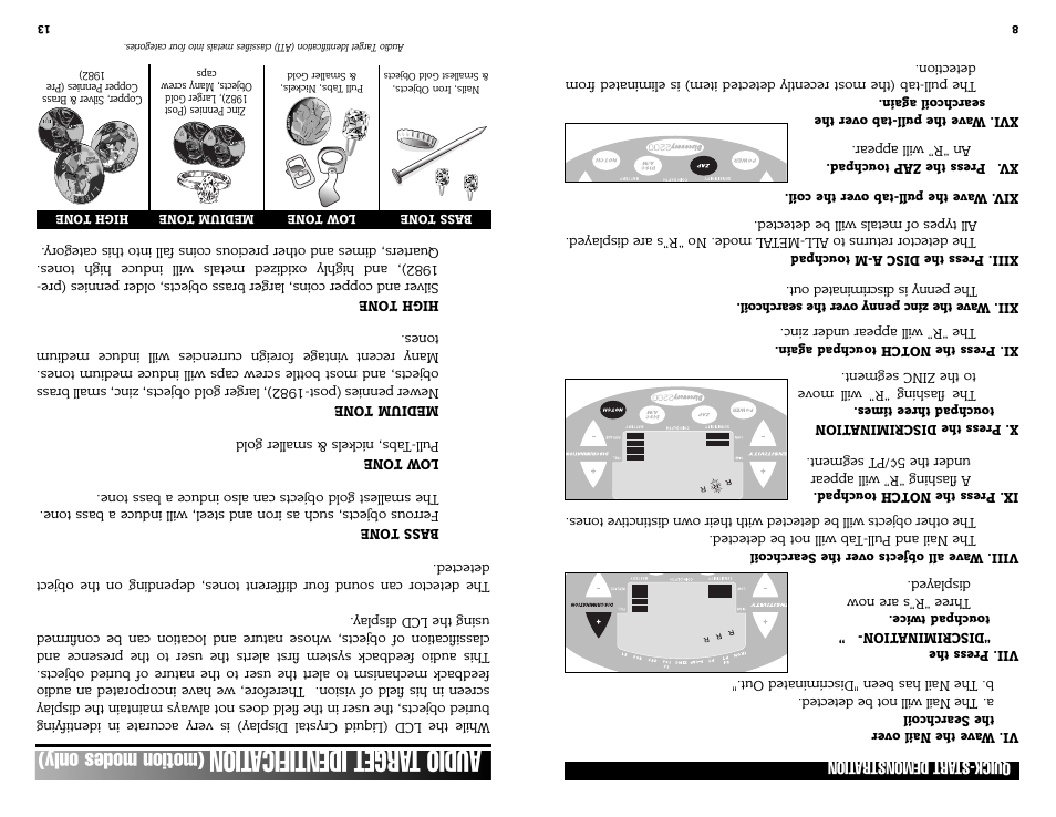 Audio target identifica tion, Motion modes only) | Bounty Hunter DISCOVERY 2200 User Manual | Page 8 / 10