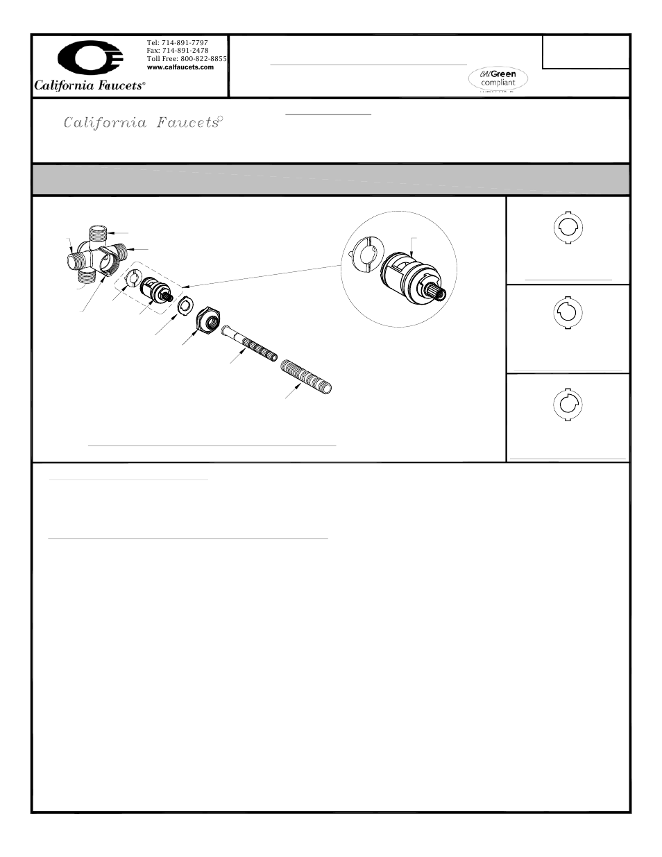 California Faucets In Wall Diverter with Swivel Ports User Manual | 2 pages