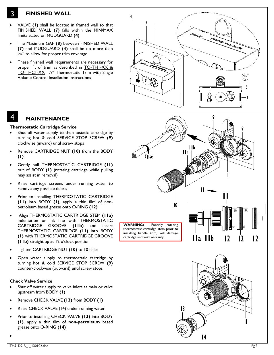 California Faucets Styletherm 1/ Thermostatic Rough Valve with Dual Outlet Integral Diverter User Manual | Page 3 / 4