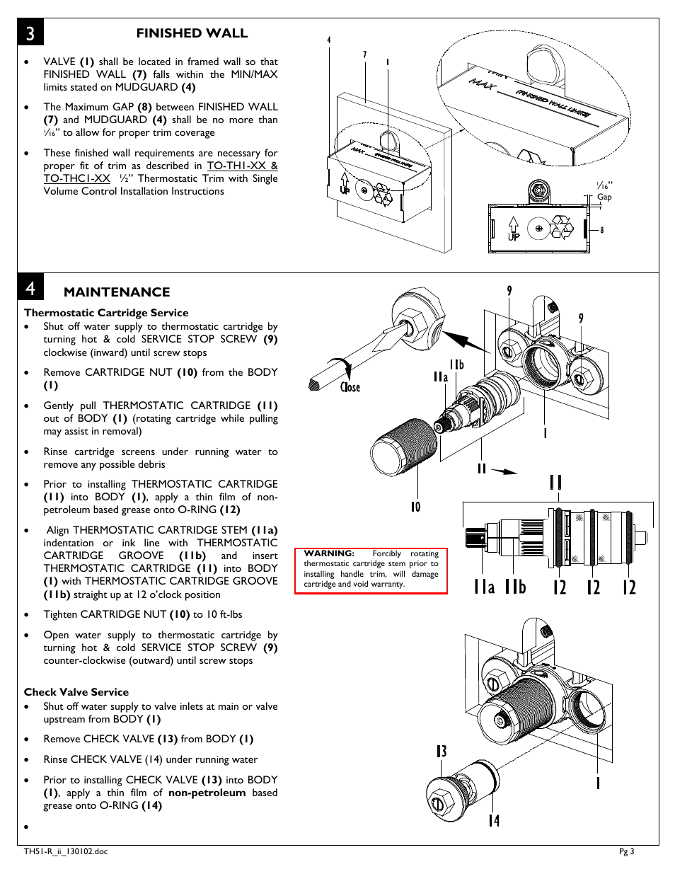California Faucets Styletherm 1/ Thermostatic Rough Valve with Single Integral Volume Control User Manual | Page 3 / 4