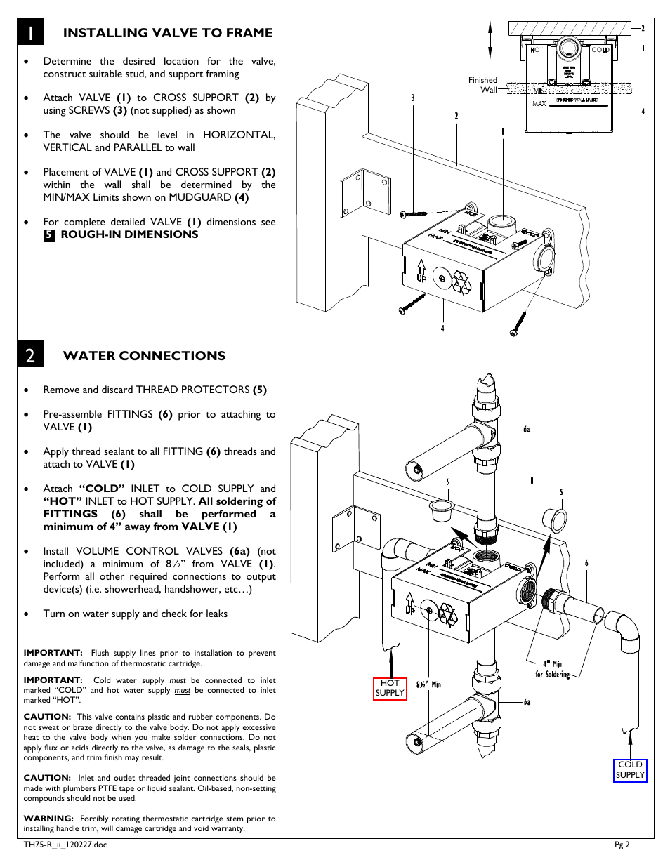 California Faucets Styletherm 3/ Rough Valve User Manual | Page 2 / 4