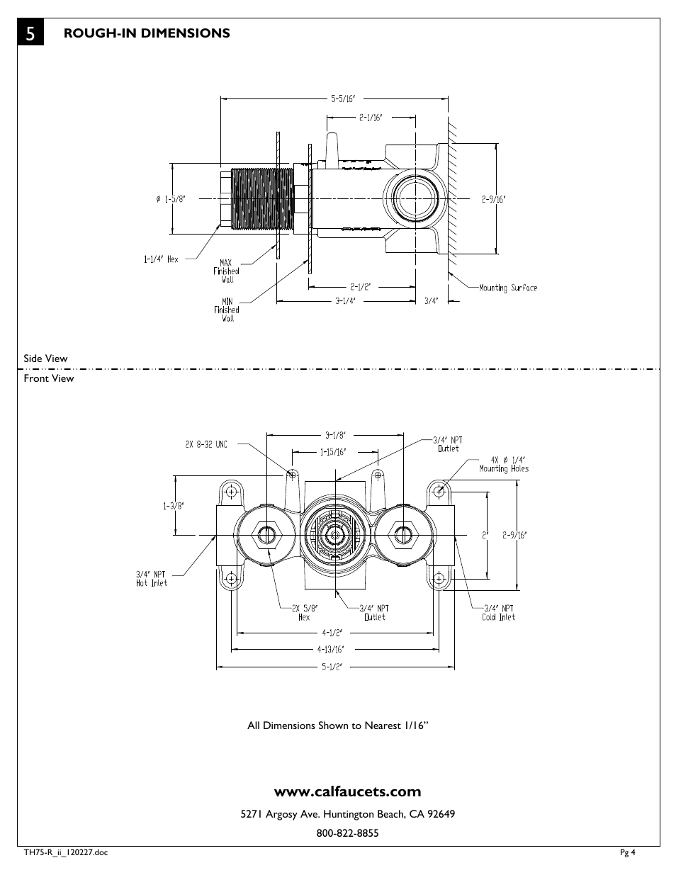 California Faucets Styletherm 3/ Rough Valve User Manual | Page 4 / 4