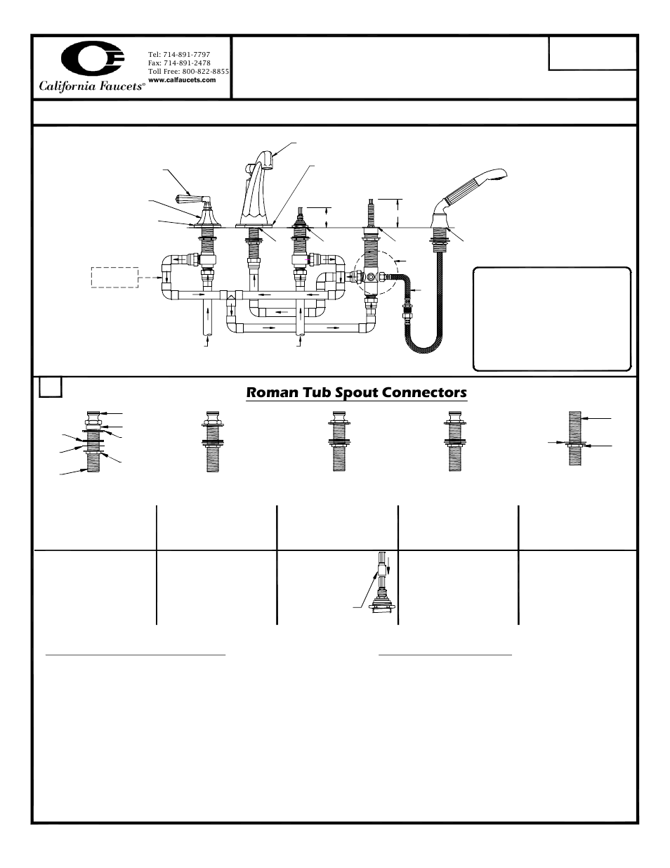 California Faucets Diverter for Roman Tub User Manual | 2 pages