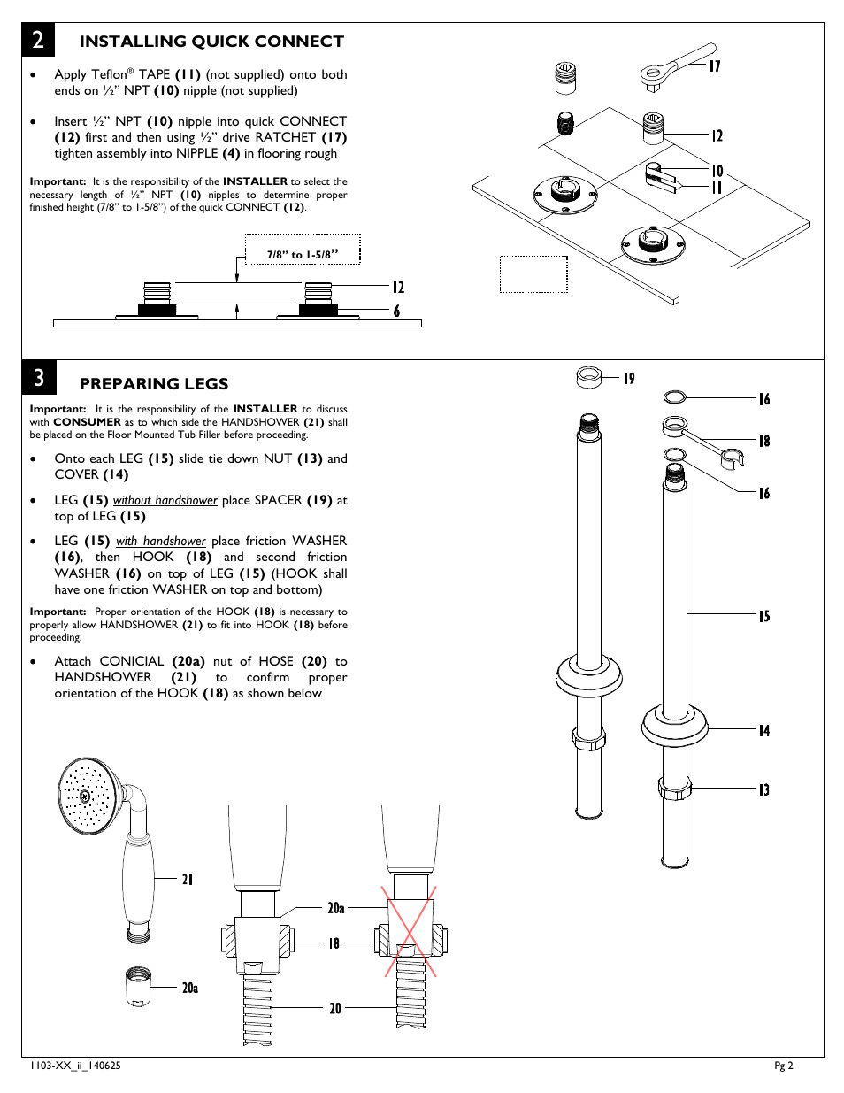 California Faucets Contemporary Floor Mount Tub Filler User Manual | Page 2 / 4